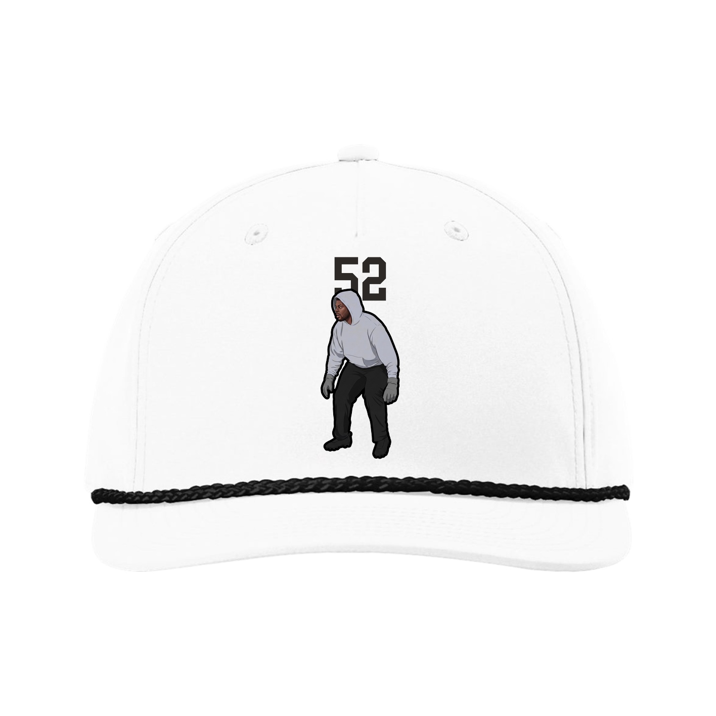 Five-Panel Classic Rope Cap — Number Top in White