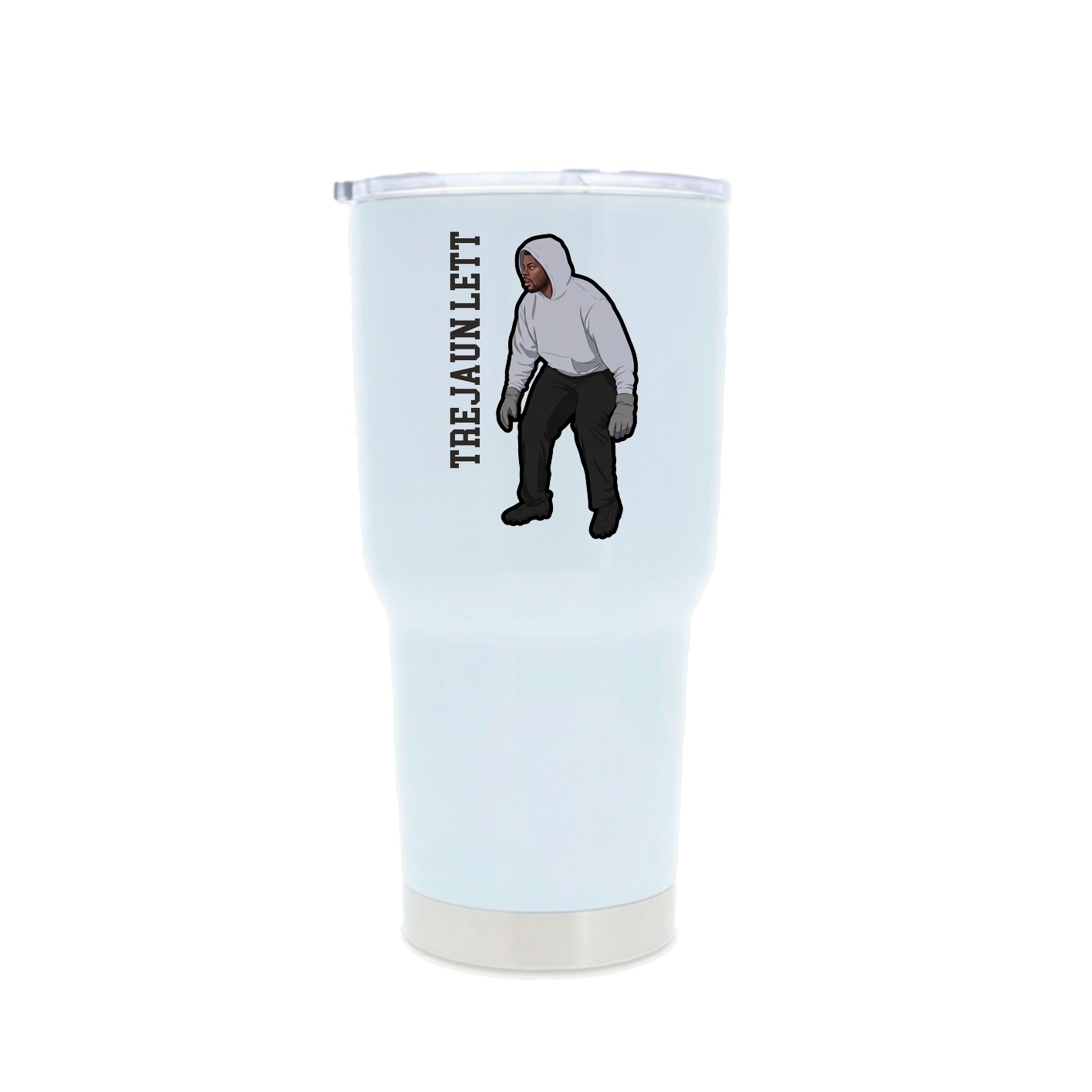 30oz Stainless Steel Tumbler — Name Vertical in White