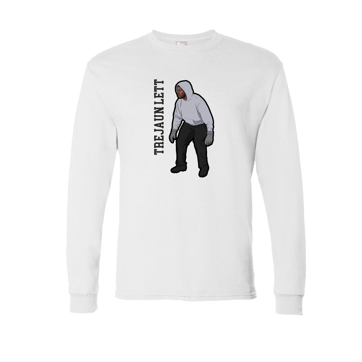 Long Sleeve Tee — Name Vertical in White