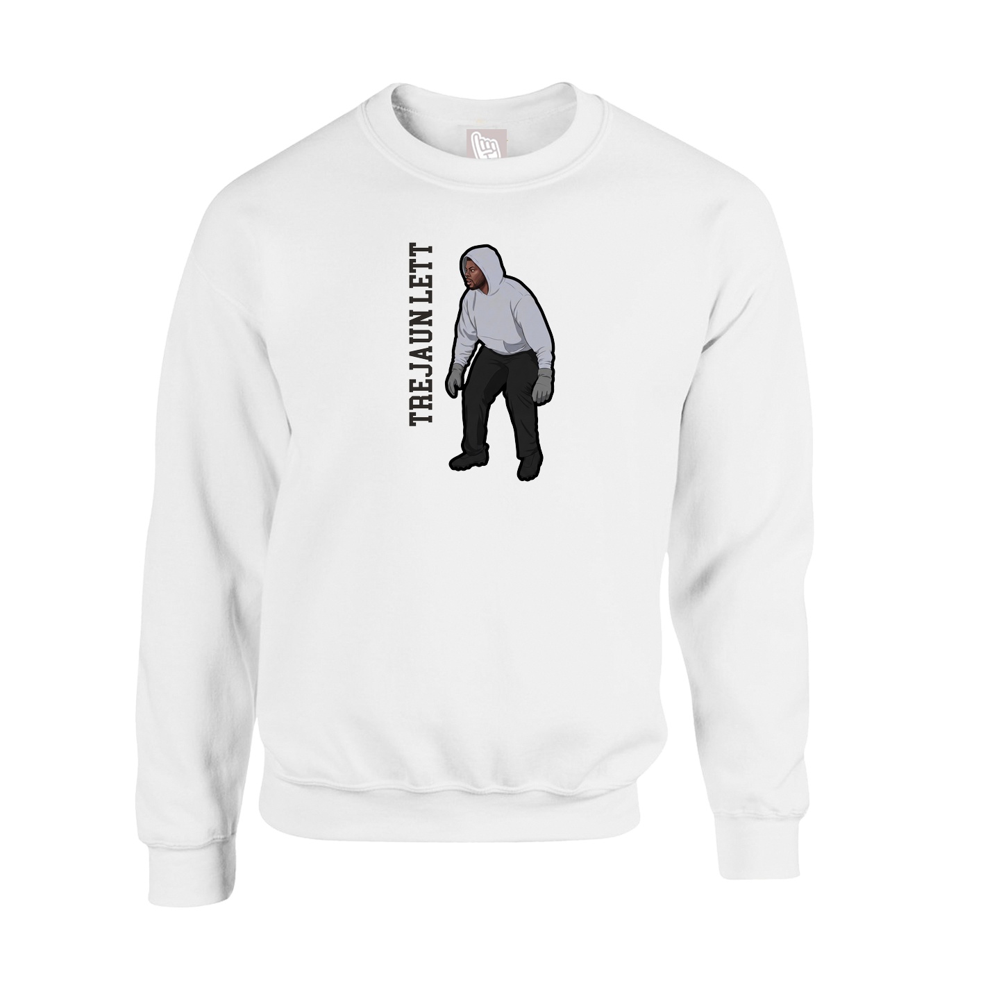Fleece Crew — Name Vertical in White