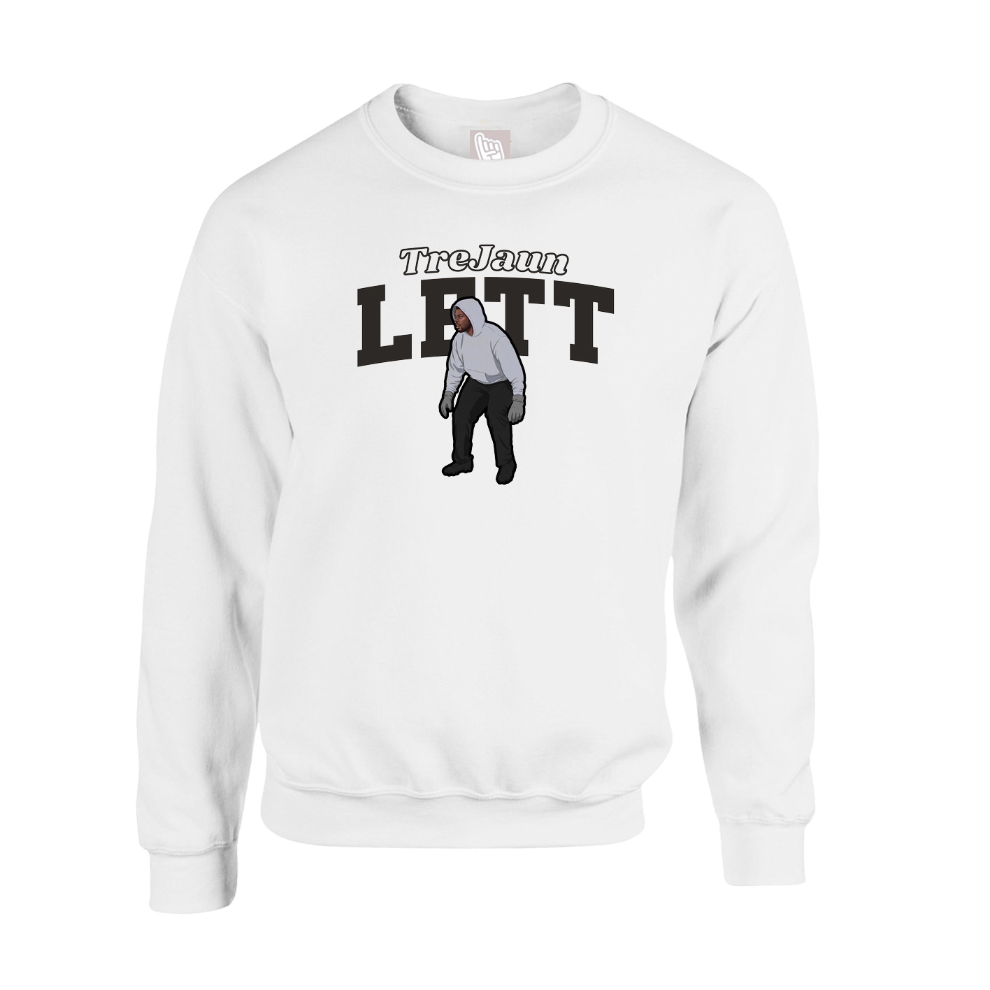 Fleece Crew — Name Arch in White
