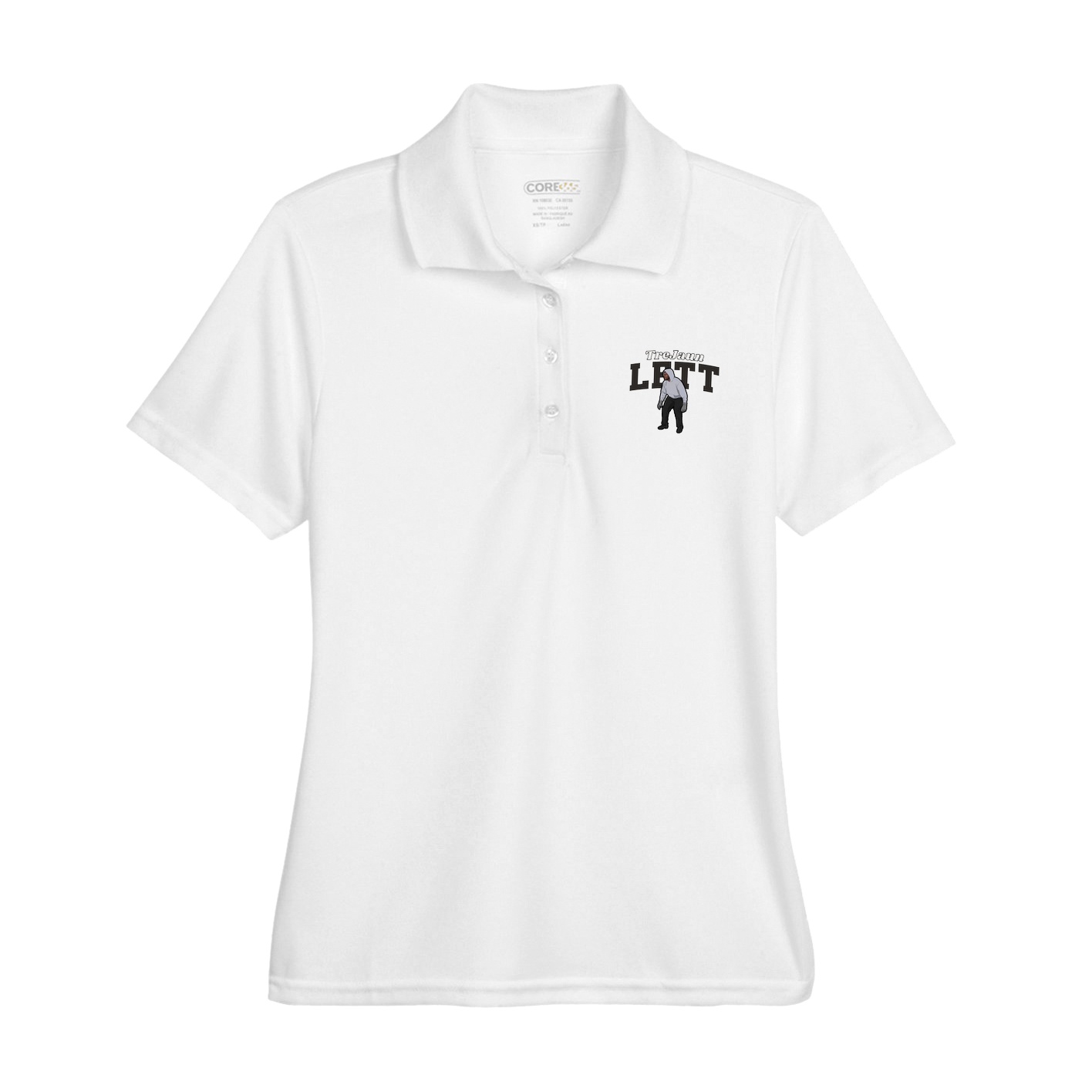 Womens Performance Polo — Name Arch in White