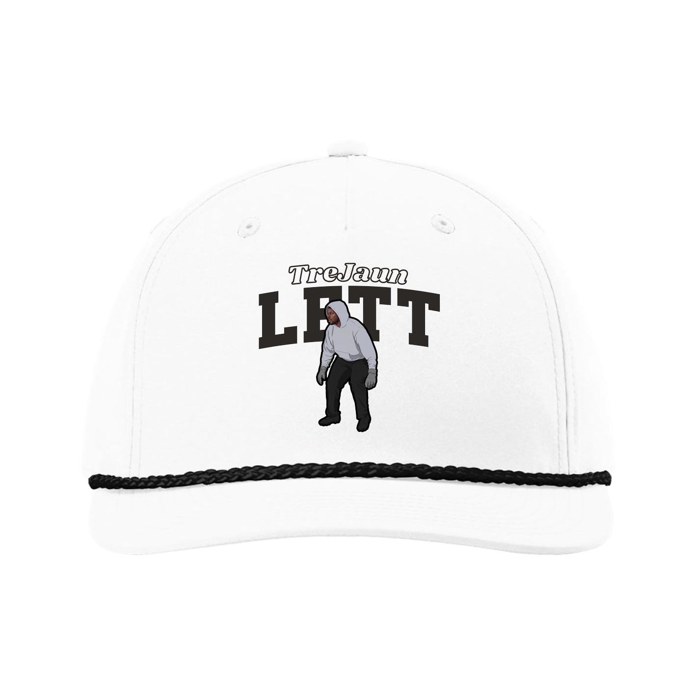Five-Panel Classic Rope Cap — Name Arch in White