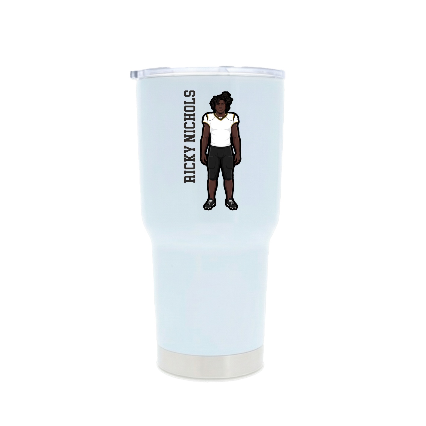 30oz Stainless Steel Tumbler — Name Vertical in White