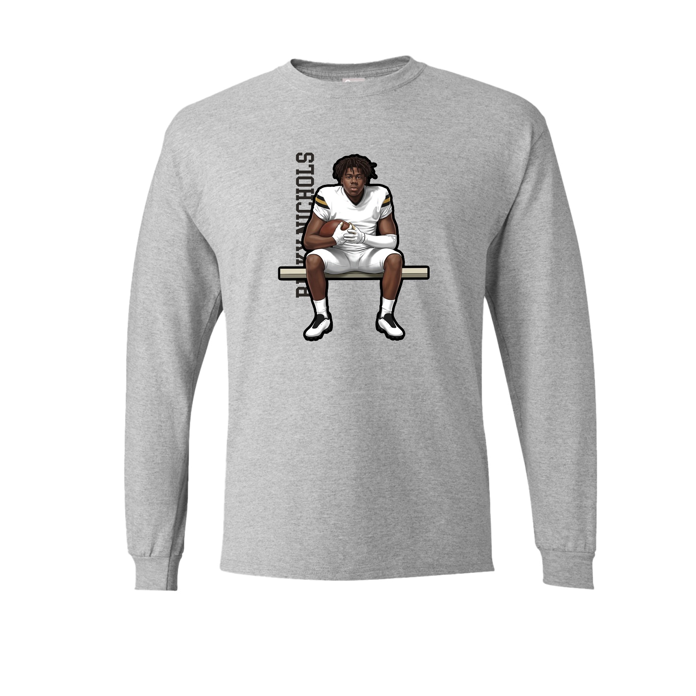 Long Sleeve Tee — Name Vertical in Grey