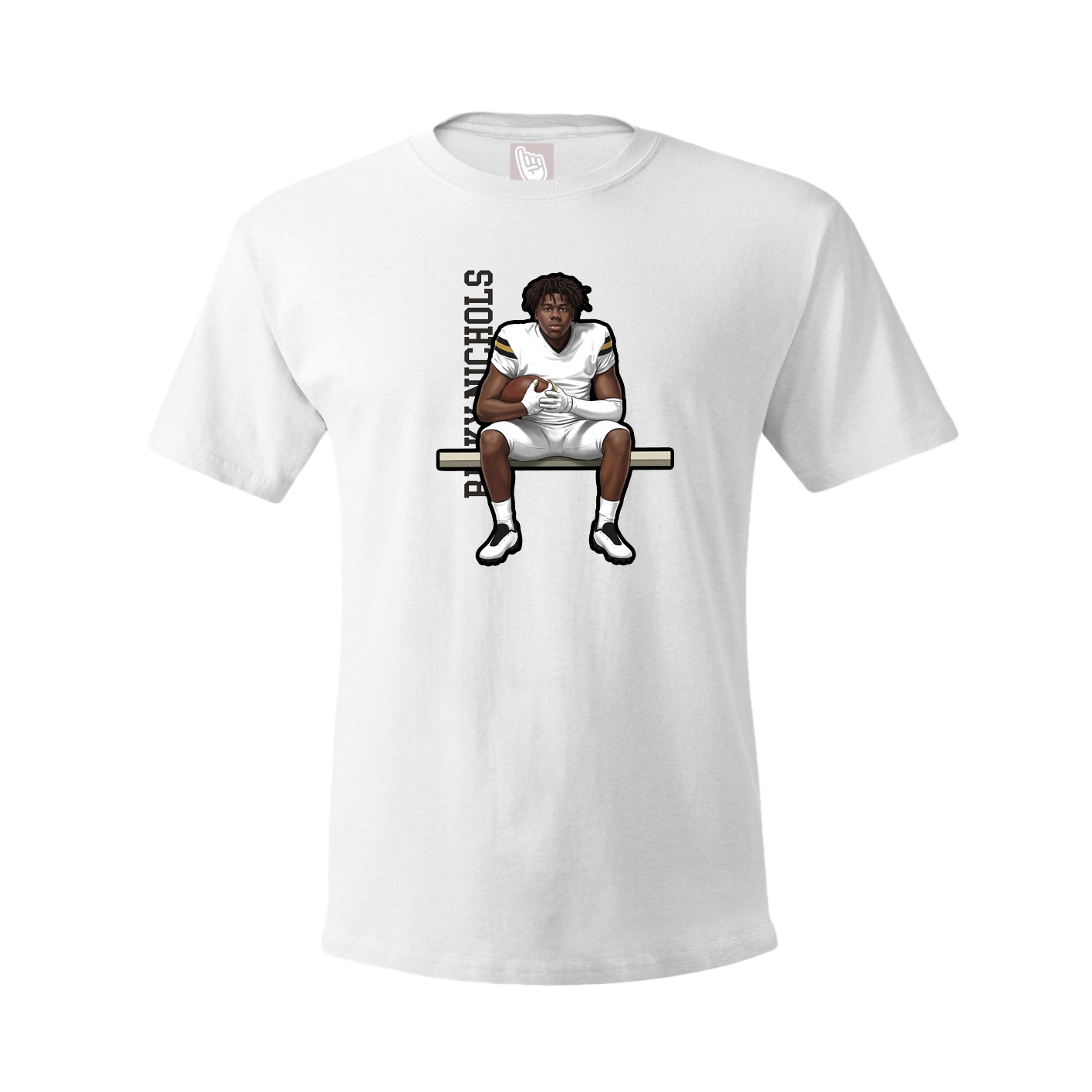 Youth Tee — Name Vertical in White