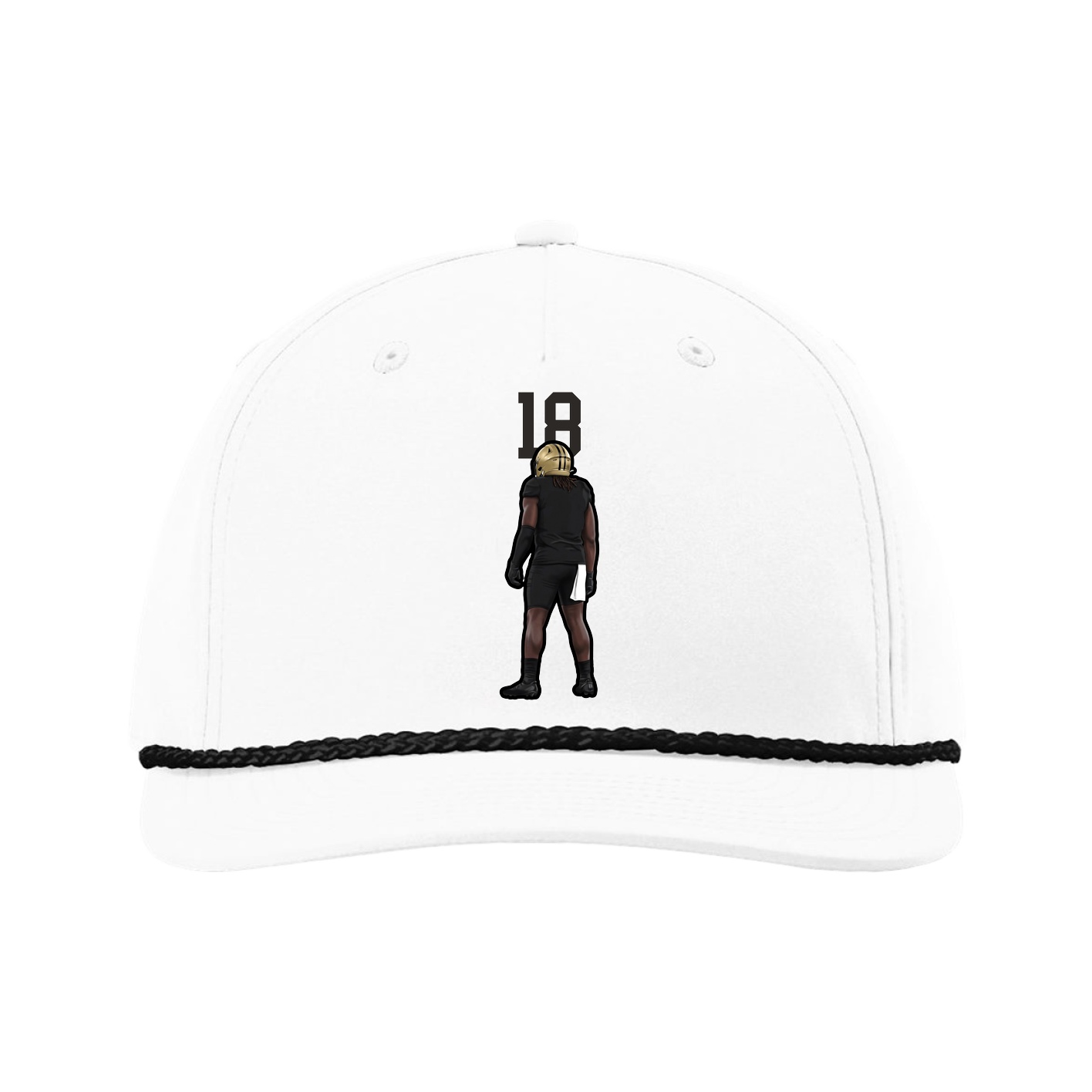 Five-Panel Classic Rope Cap — Number Top in White