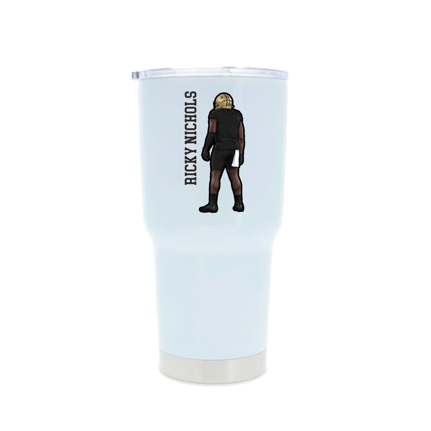 30oz Stainless Steel Tumbler — Name Vertical in White