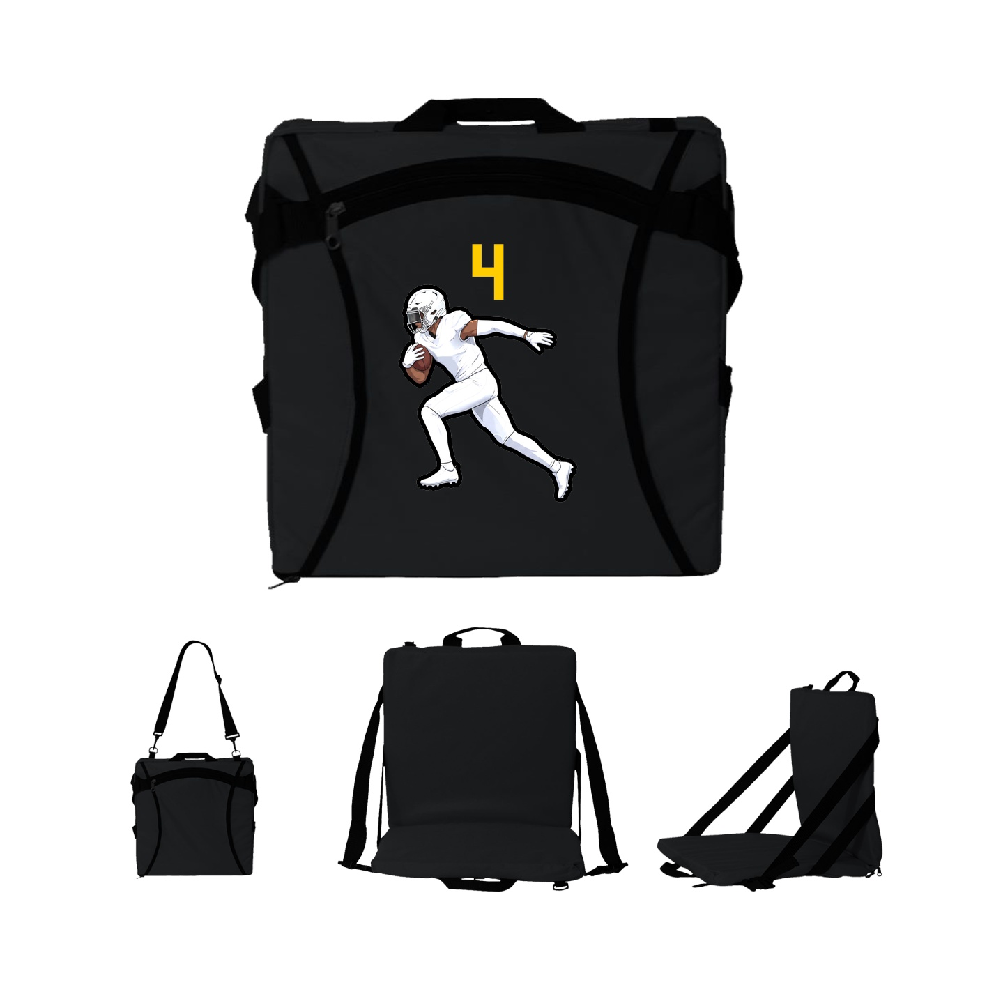 Folding Stadium Seat — Number Top in Black