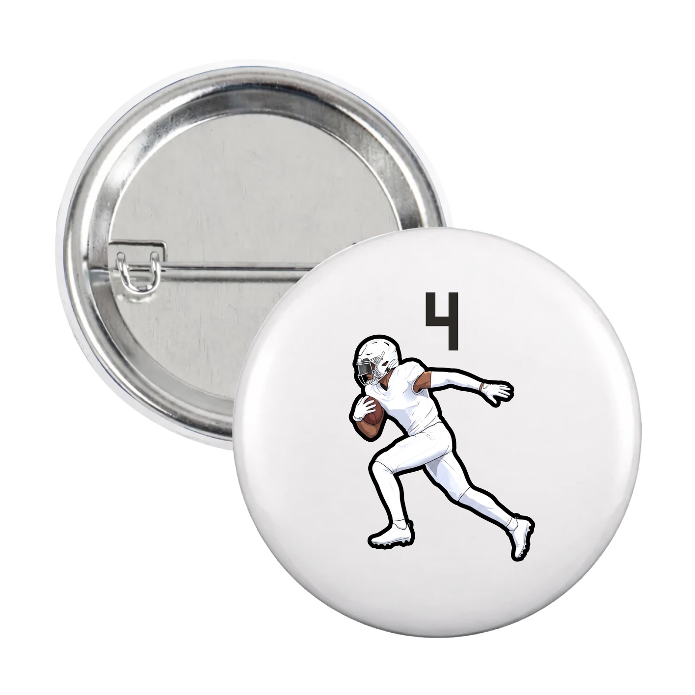 Game Day Button — Number Top in White