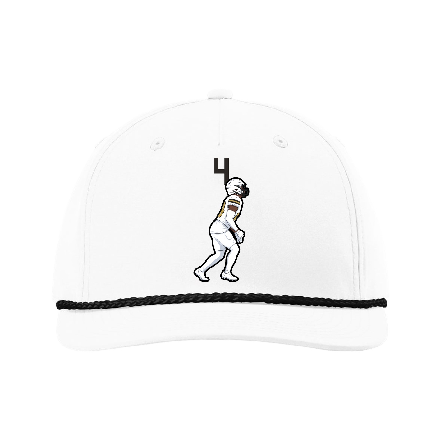 Five-Panel Classic Rope Cap — Number Top in White
