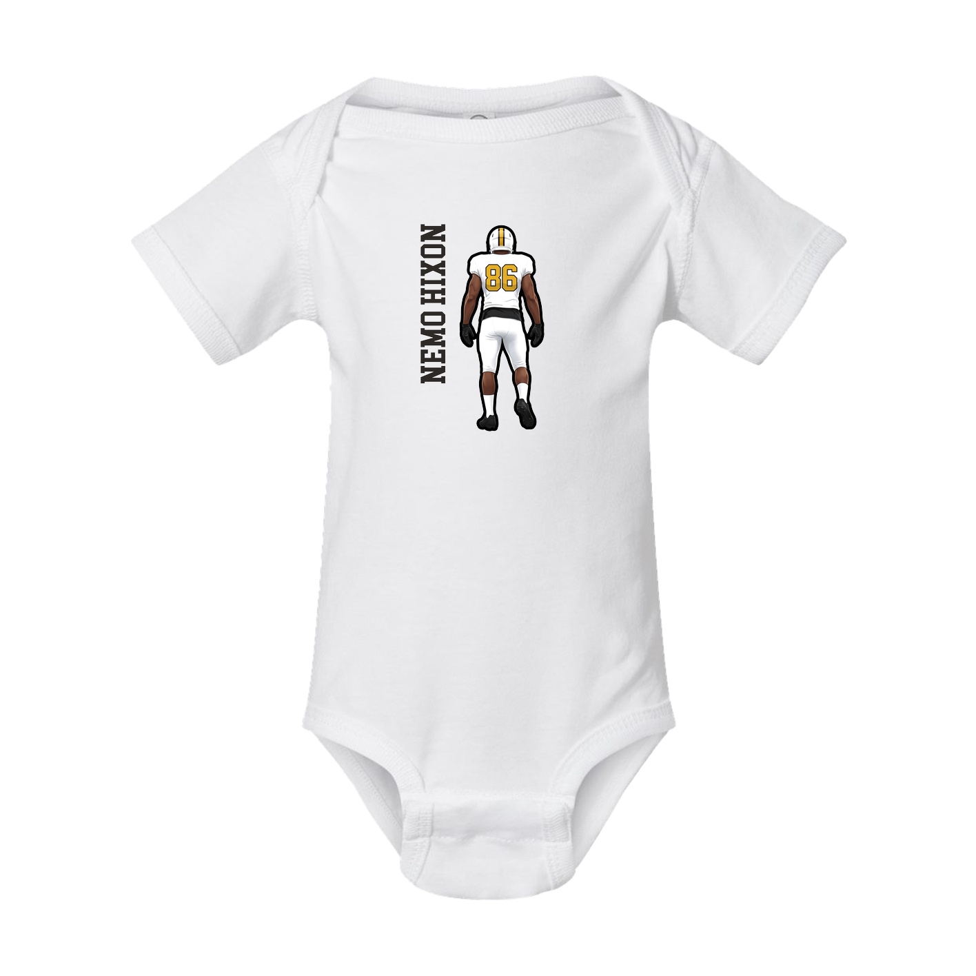 Baby Onesie — Name Vertical in White