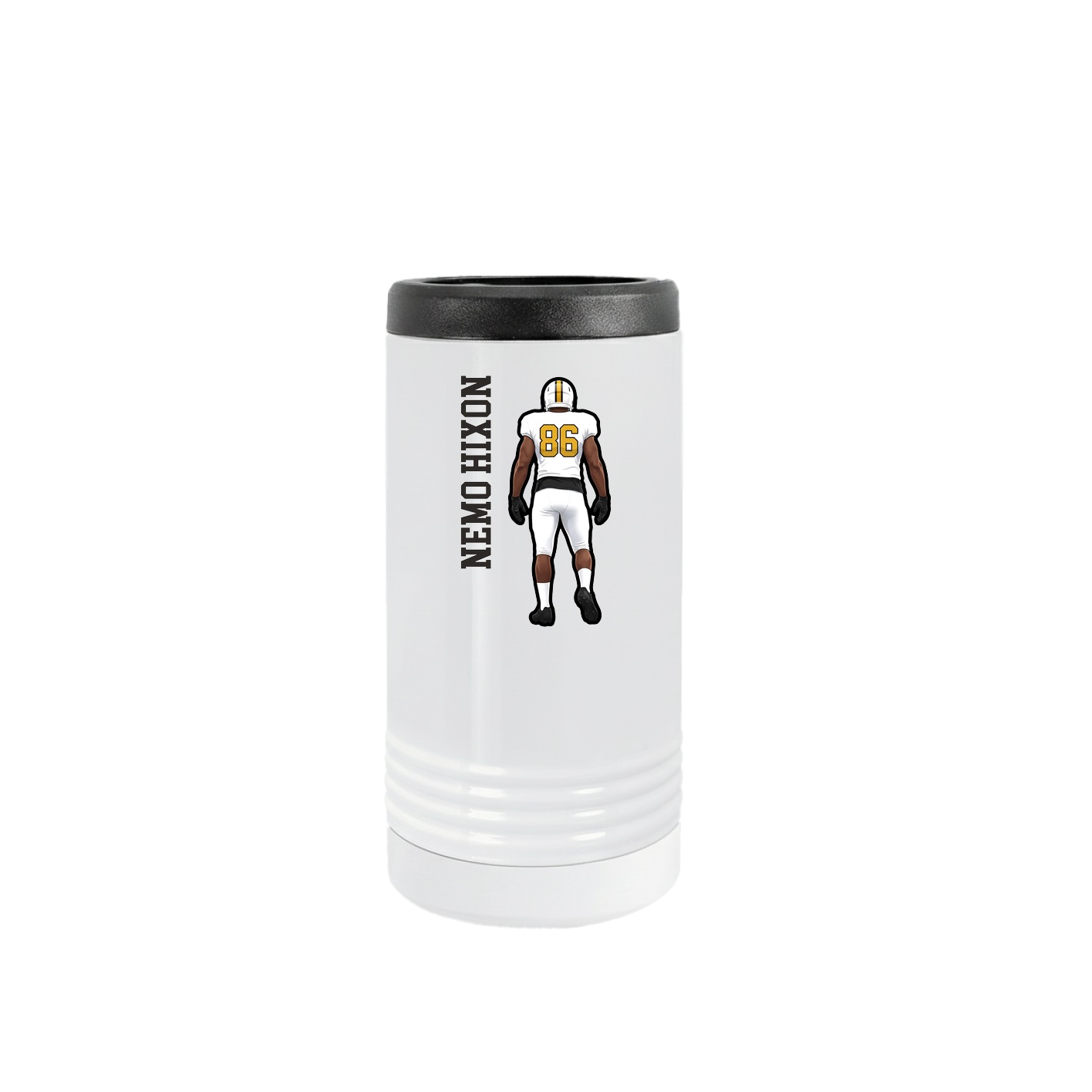 Slim Beverage Holder — Name Vertical in White