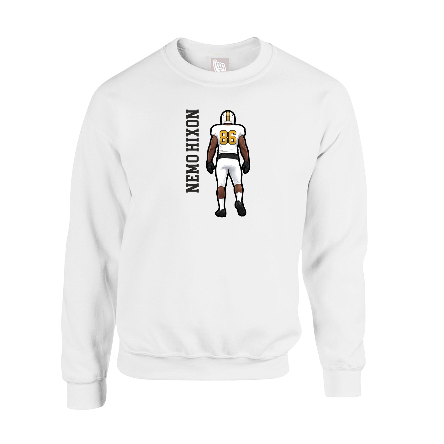 Fleece Crew — Name Vertical in White
