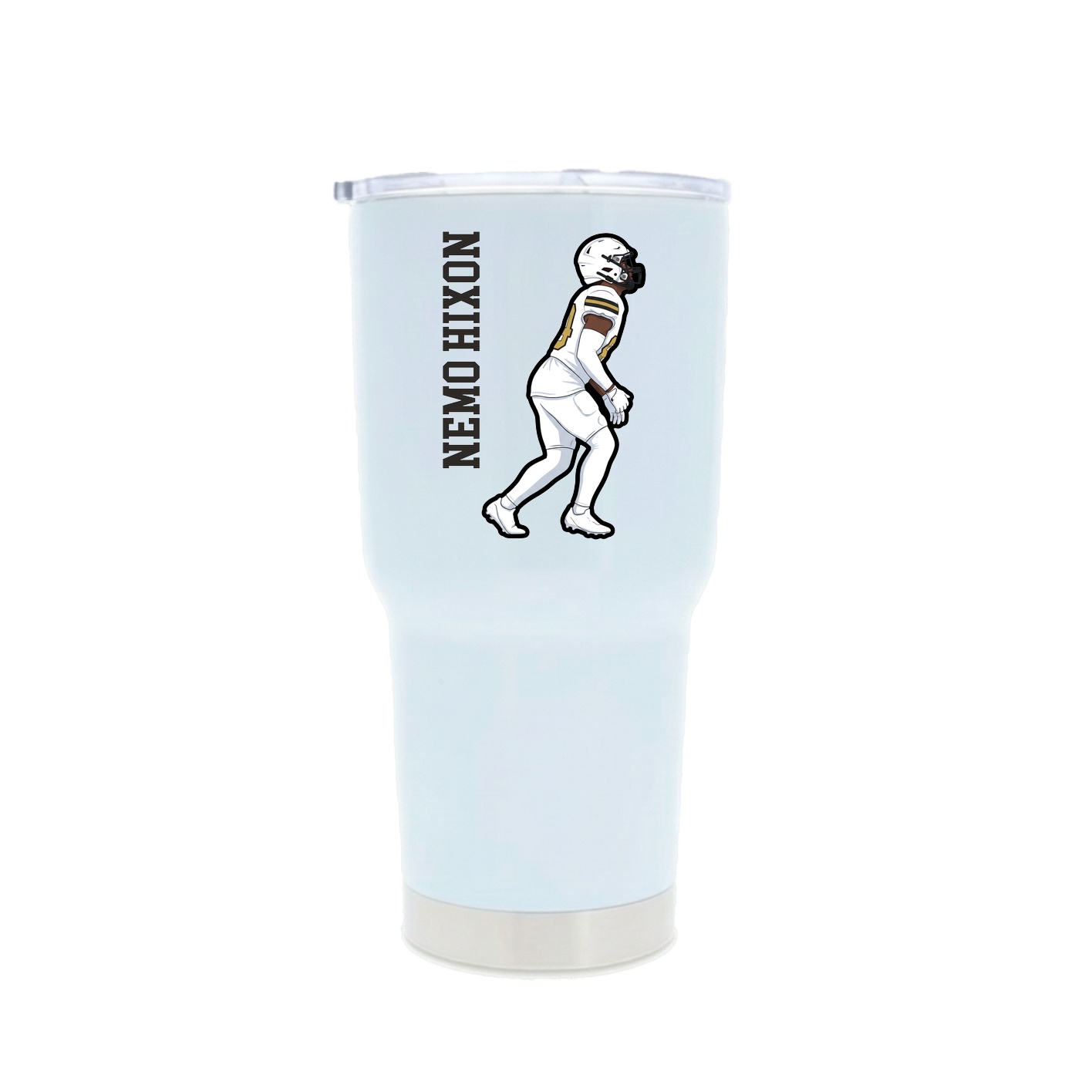 30oz Stainless Steel Tumbler — Name Vertical in White