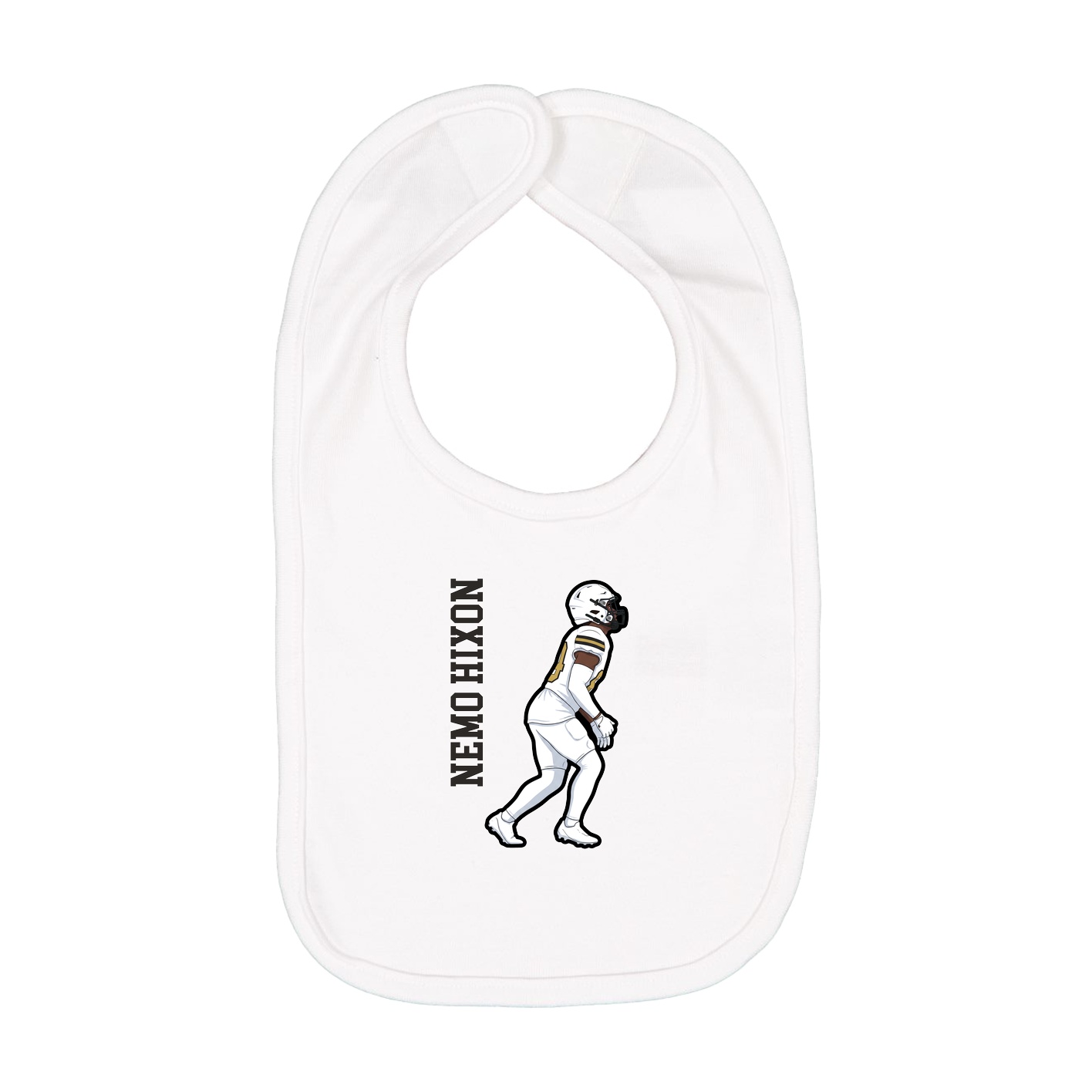Infant Bib — Name Vertical in White
