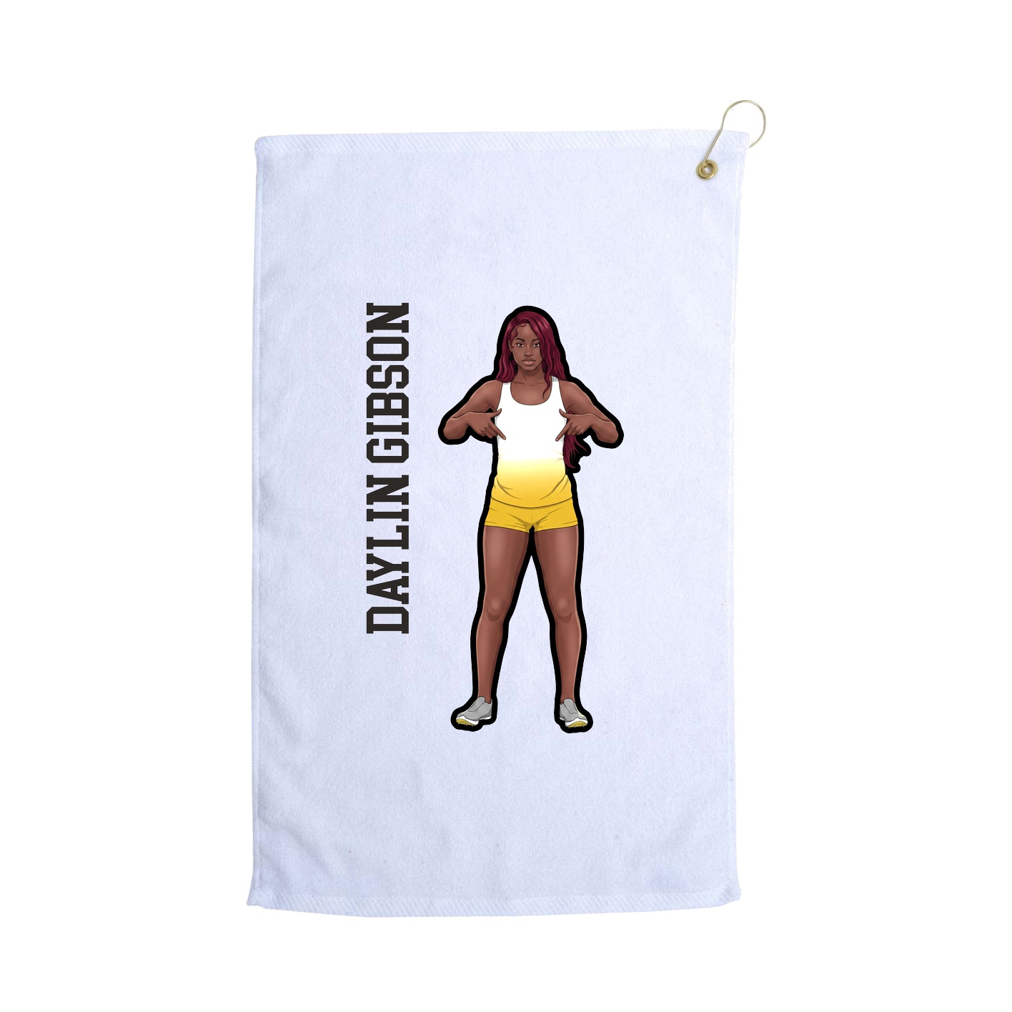 Golf Towel — Name Vertical in White