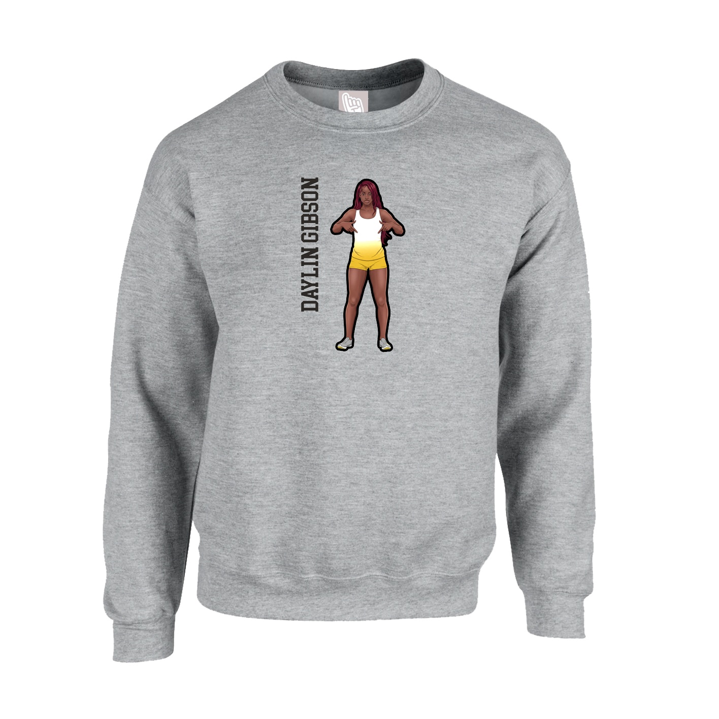 Fleece Crew — Name Vertical in Grey
