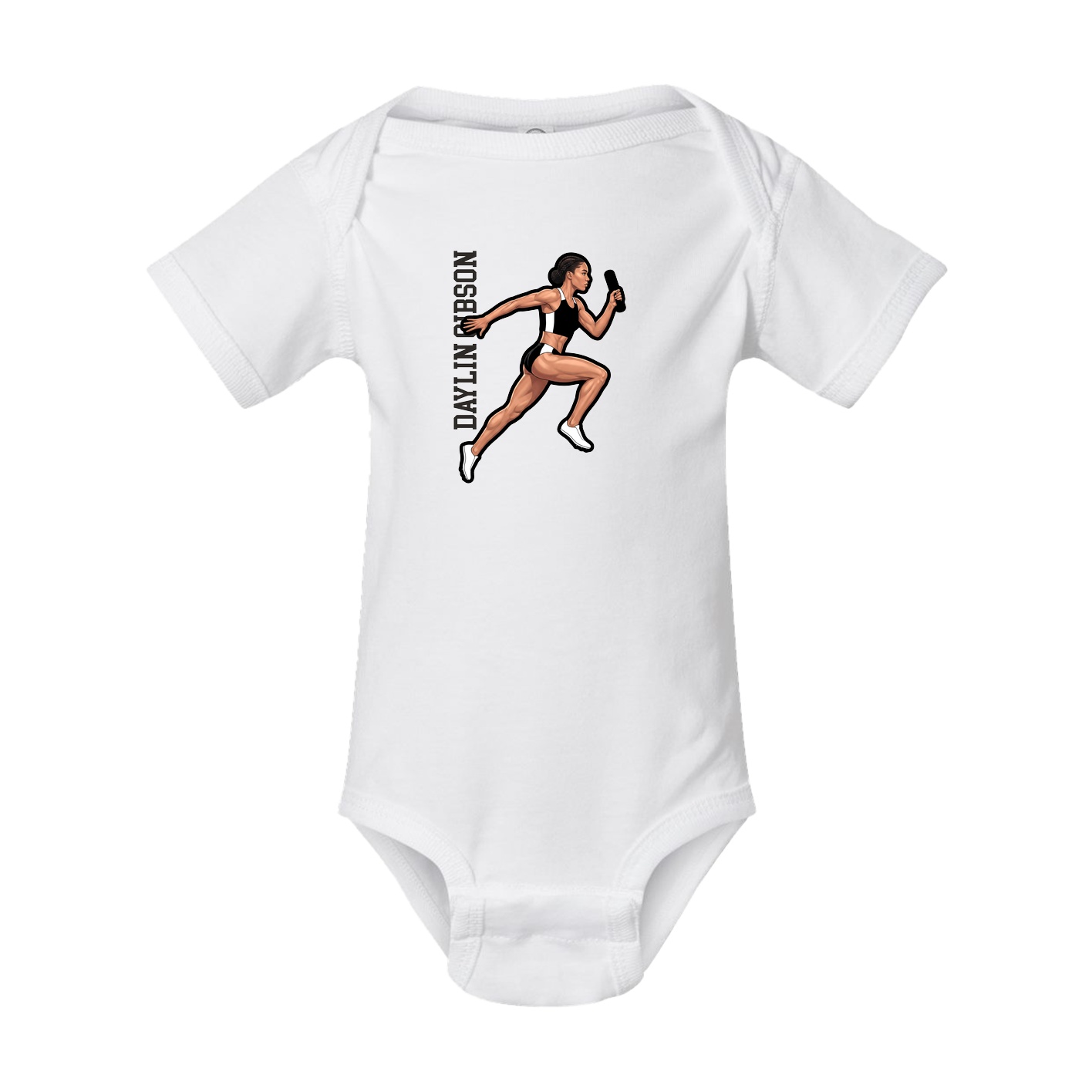 Baby Onesie — Name Vertical in White