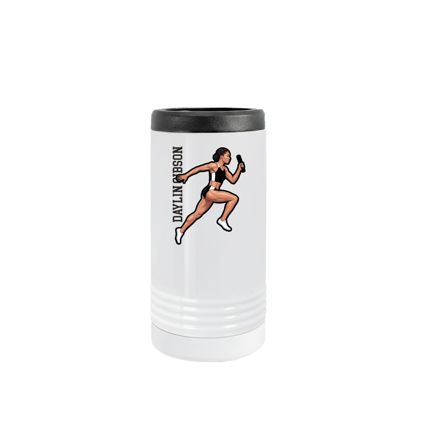 Slim Beverage Holder — Name Vertical in White