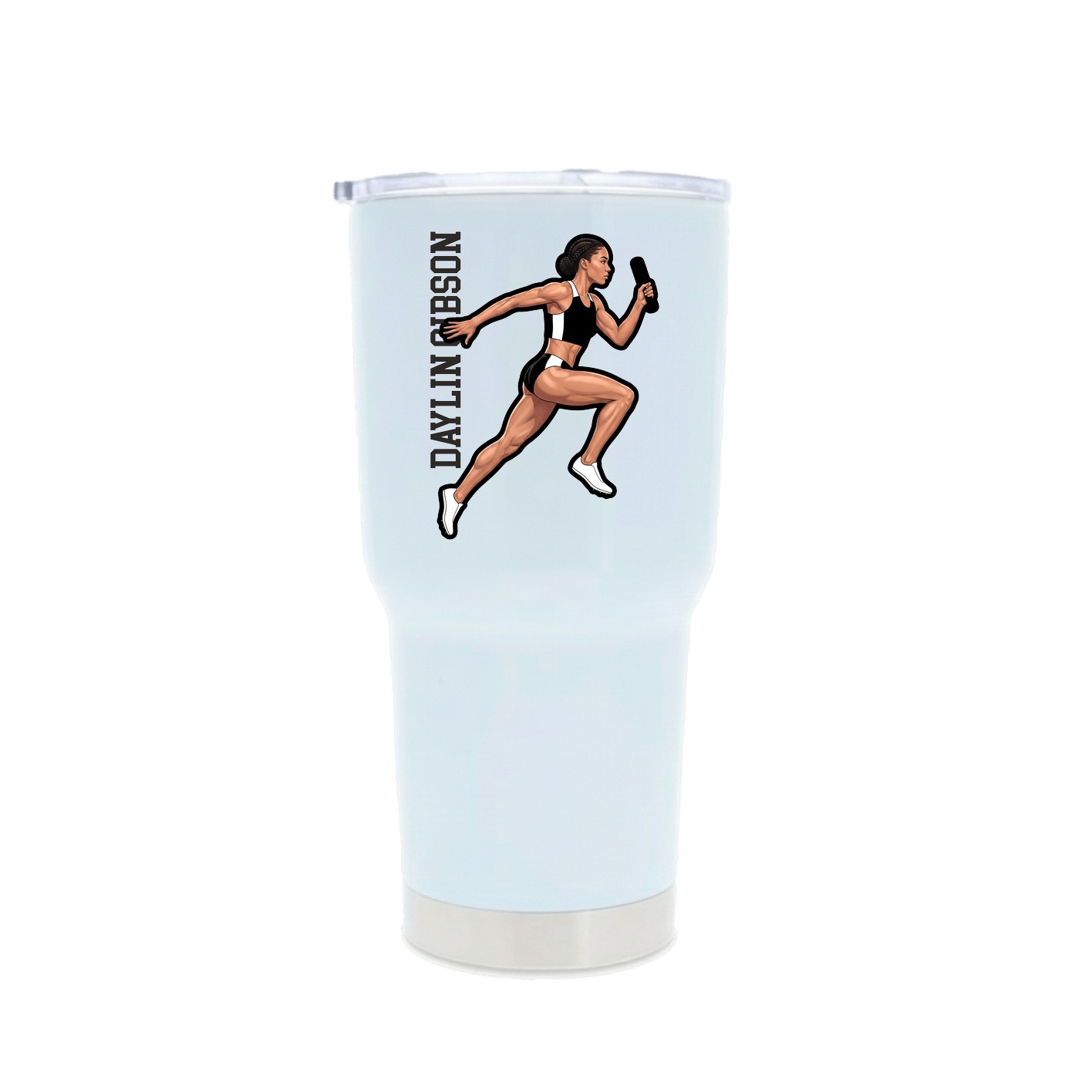30oz Stainless Steel Tumbler — Name Vertical in White