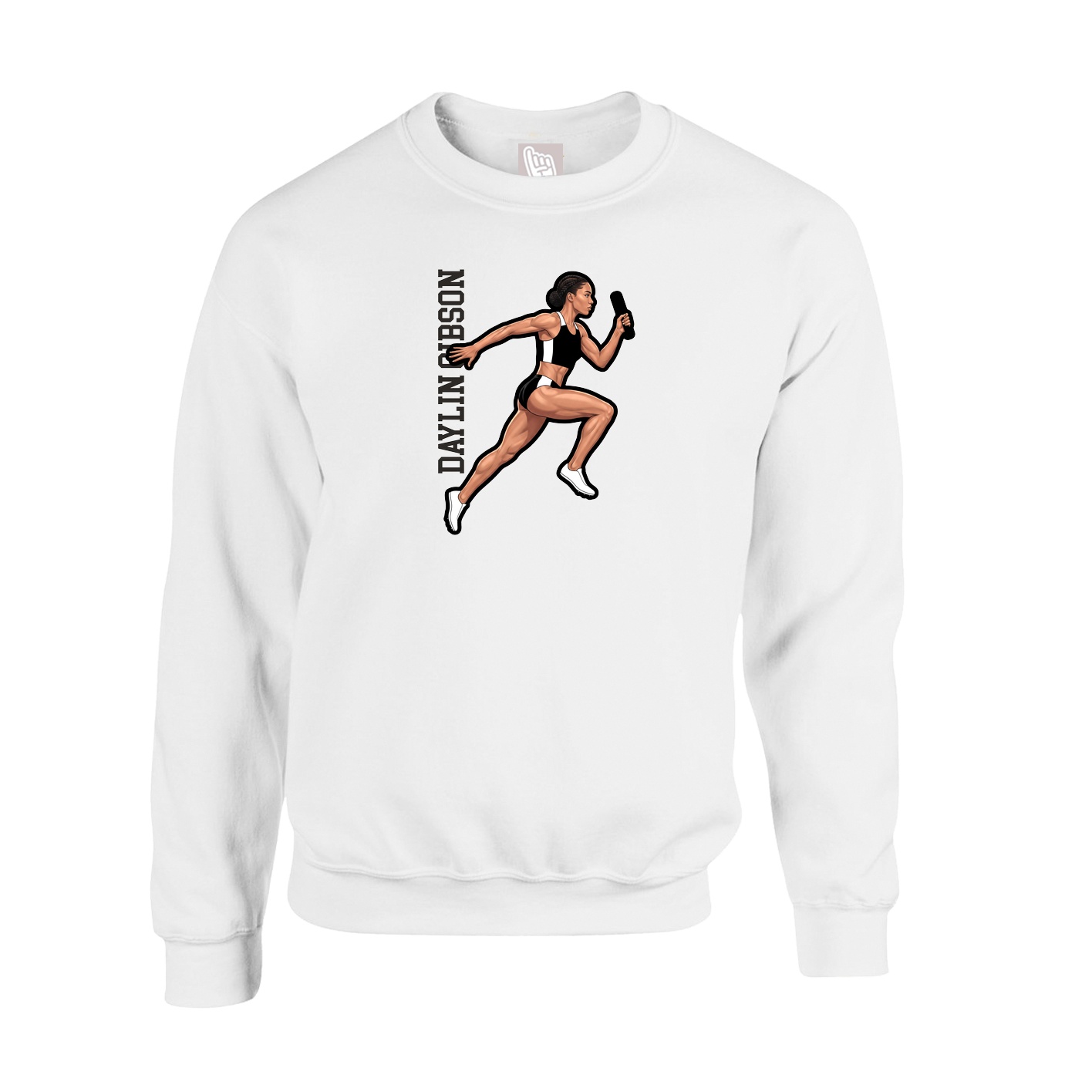 Fleece Crew — Name Vertical in White