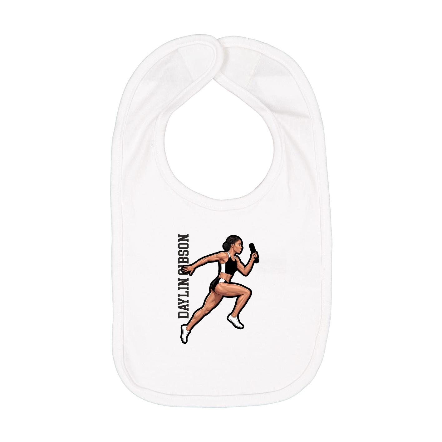Infant Bib — Name Vertical in White