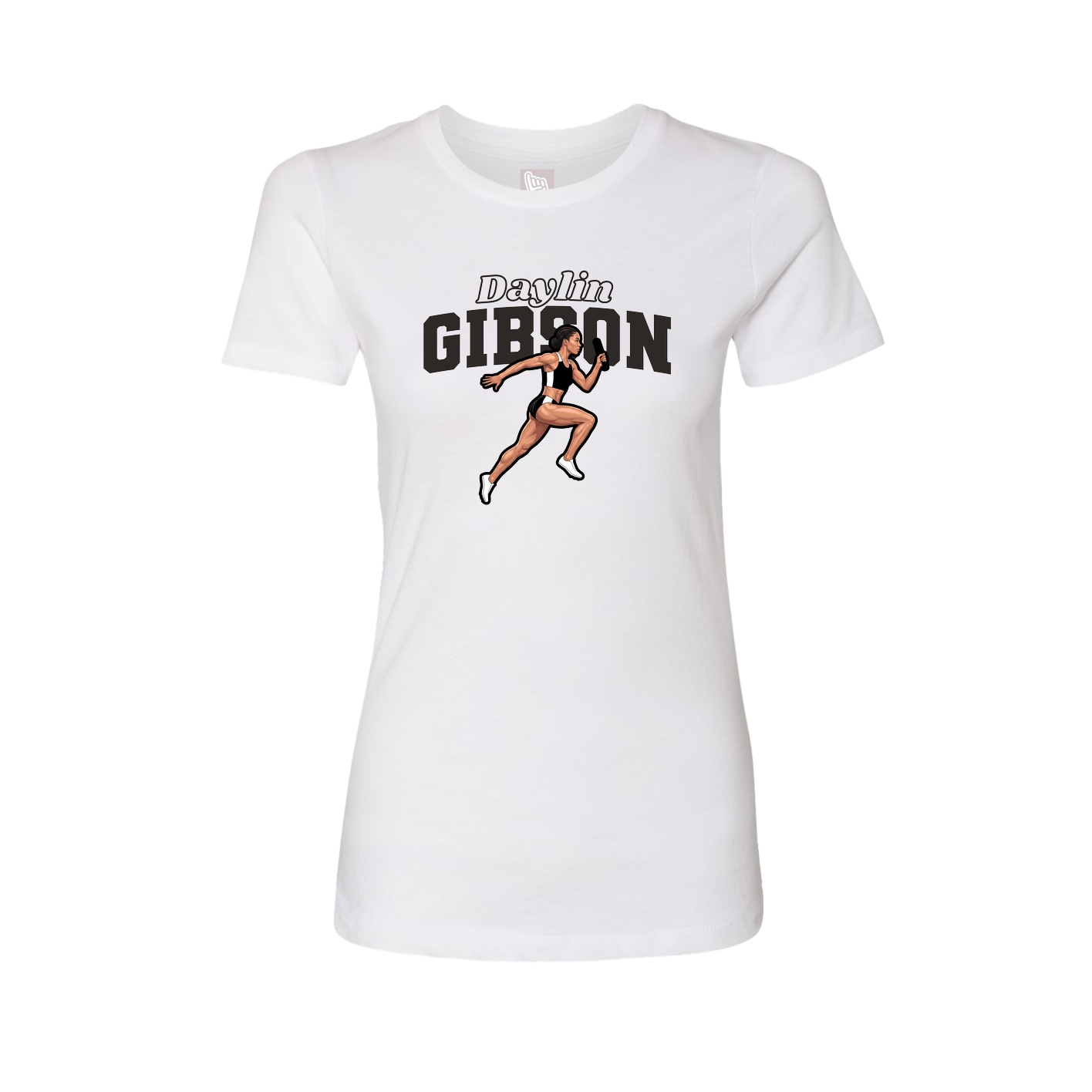Fitted Women's Tee — Name Arch in White