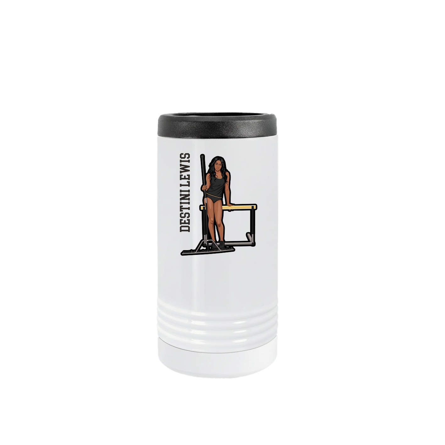 Slim Beverage Holder — Name Vertical in White