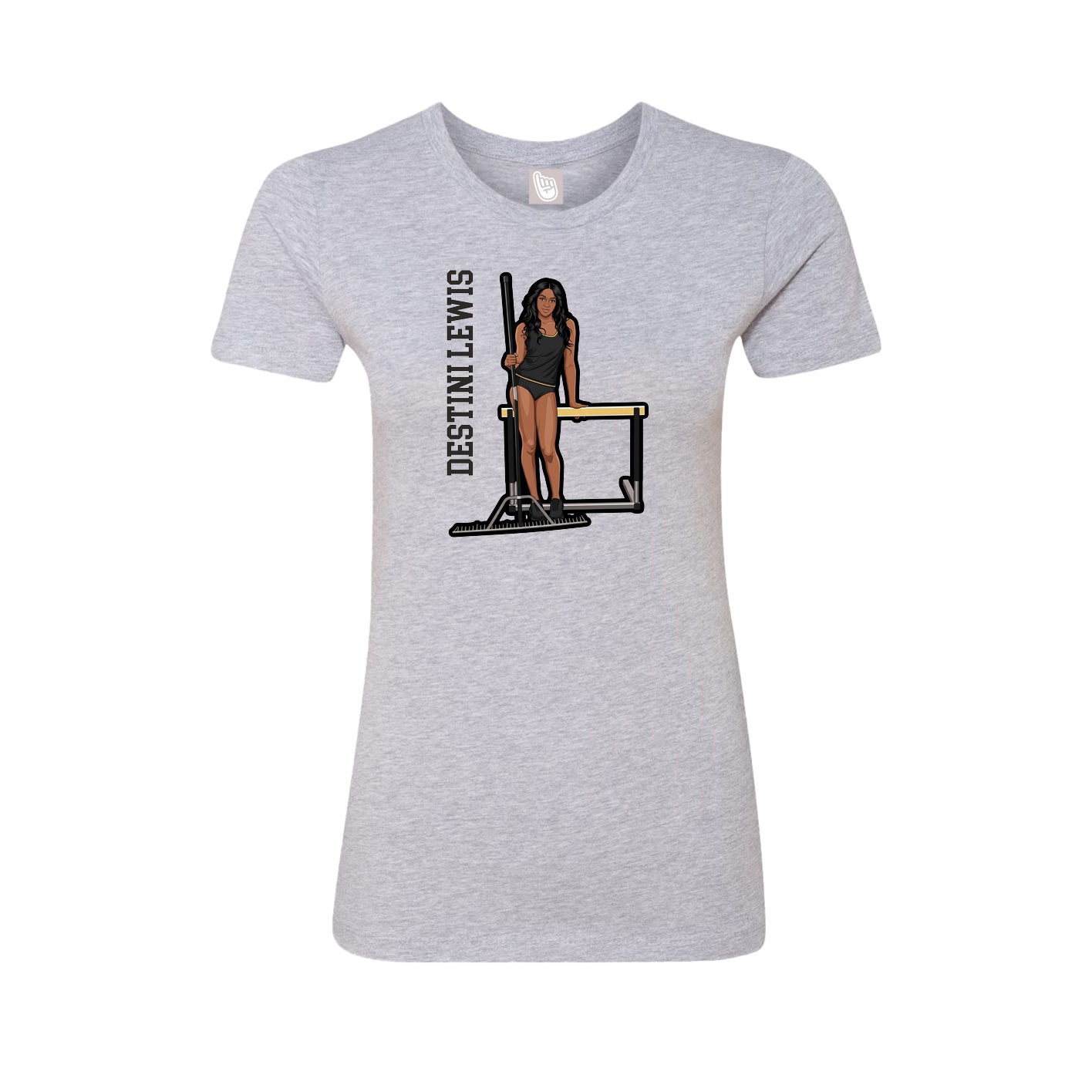Fitted Women's Tee — Name Vertical in Grey