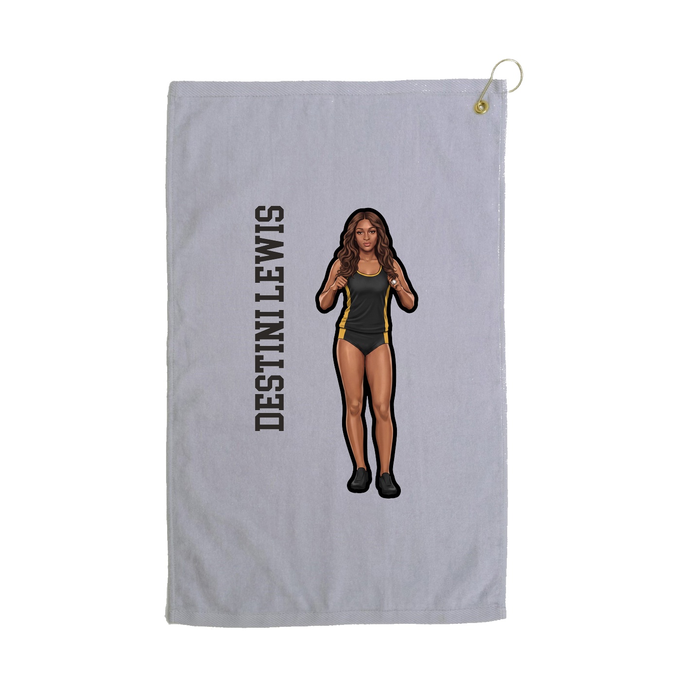 Golf Towel — Name Vertical in Grey