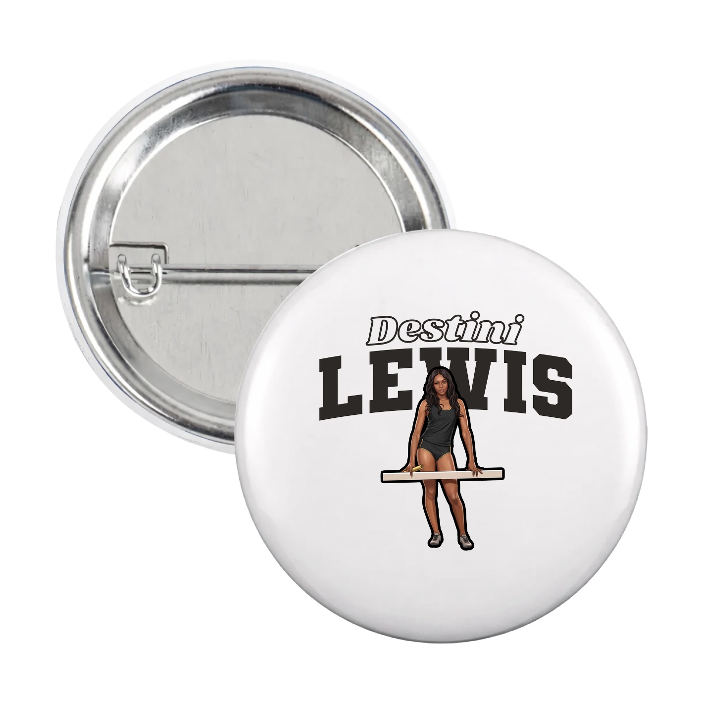 Game Day Button — Name Arch in White