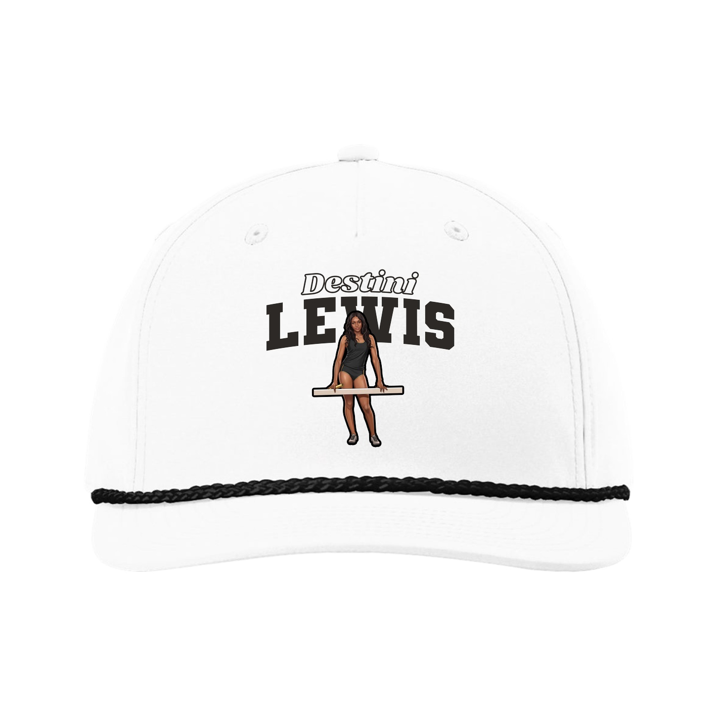 Five-Panel Classic Rope Cap — Name Arch in White
