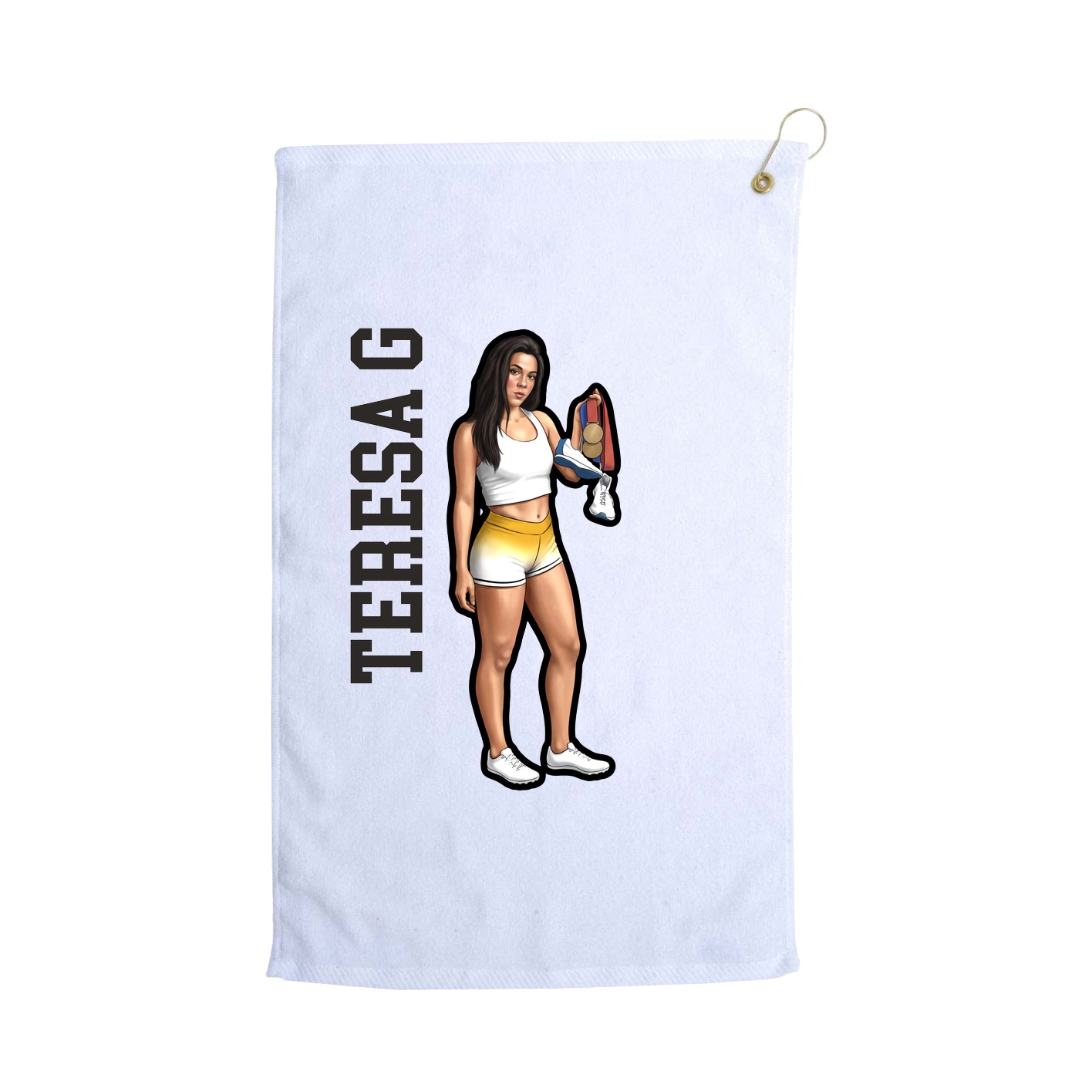 Golf Towel — Name Vertical in White