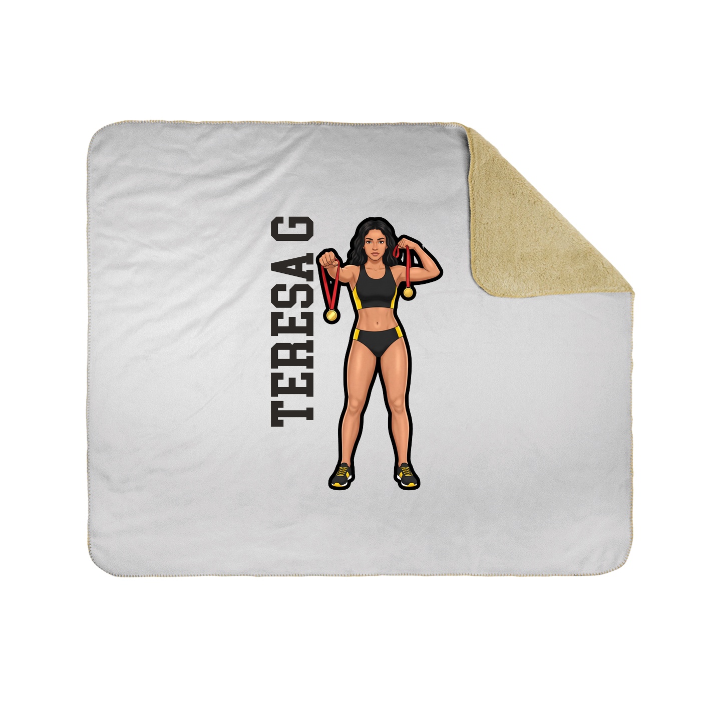 Throw Blanket — Name Vertical in White