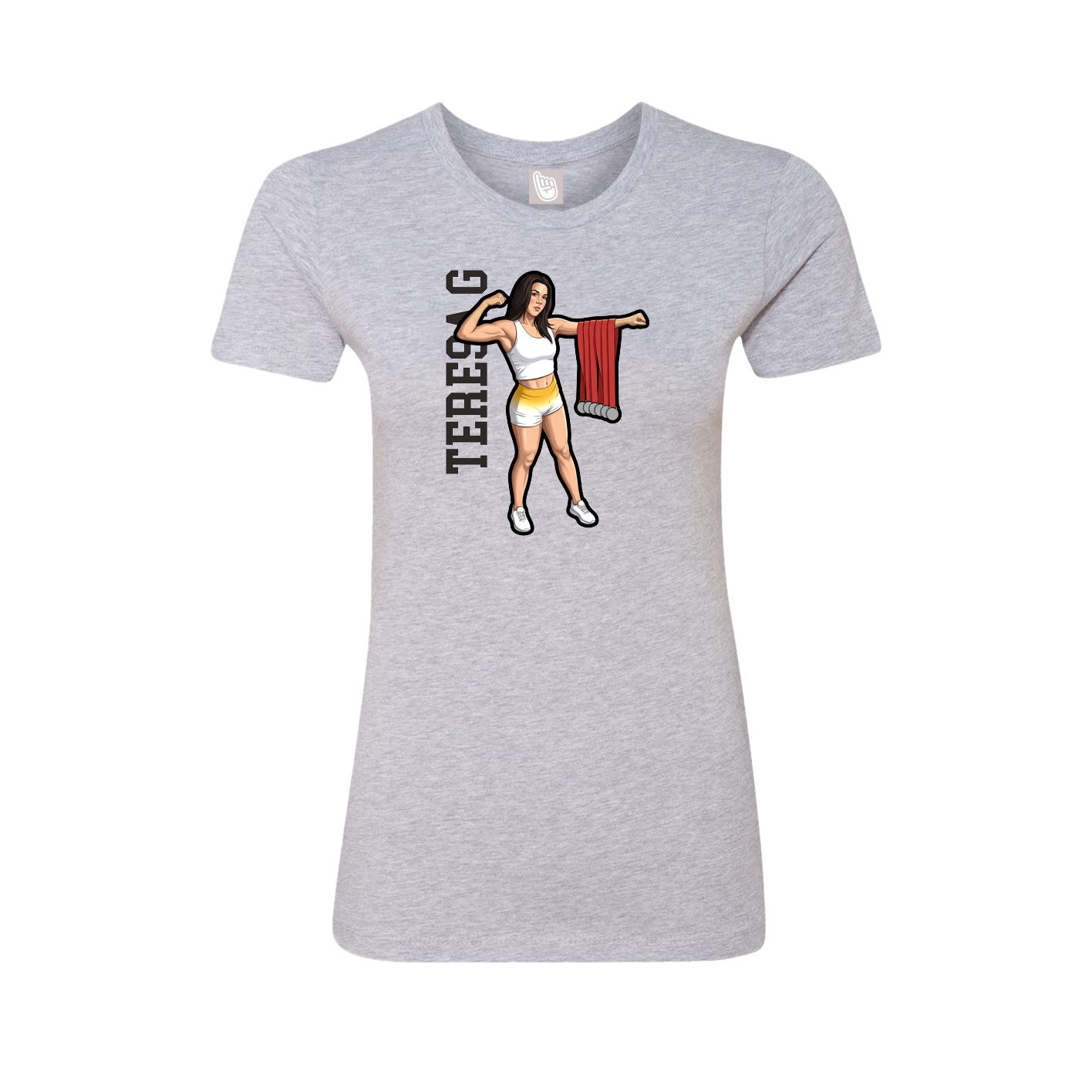 Fitted Women's Tee — Name Vertical in Grey