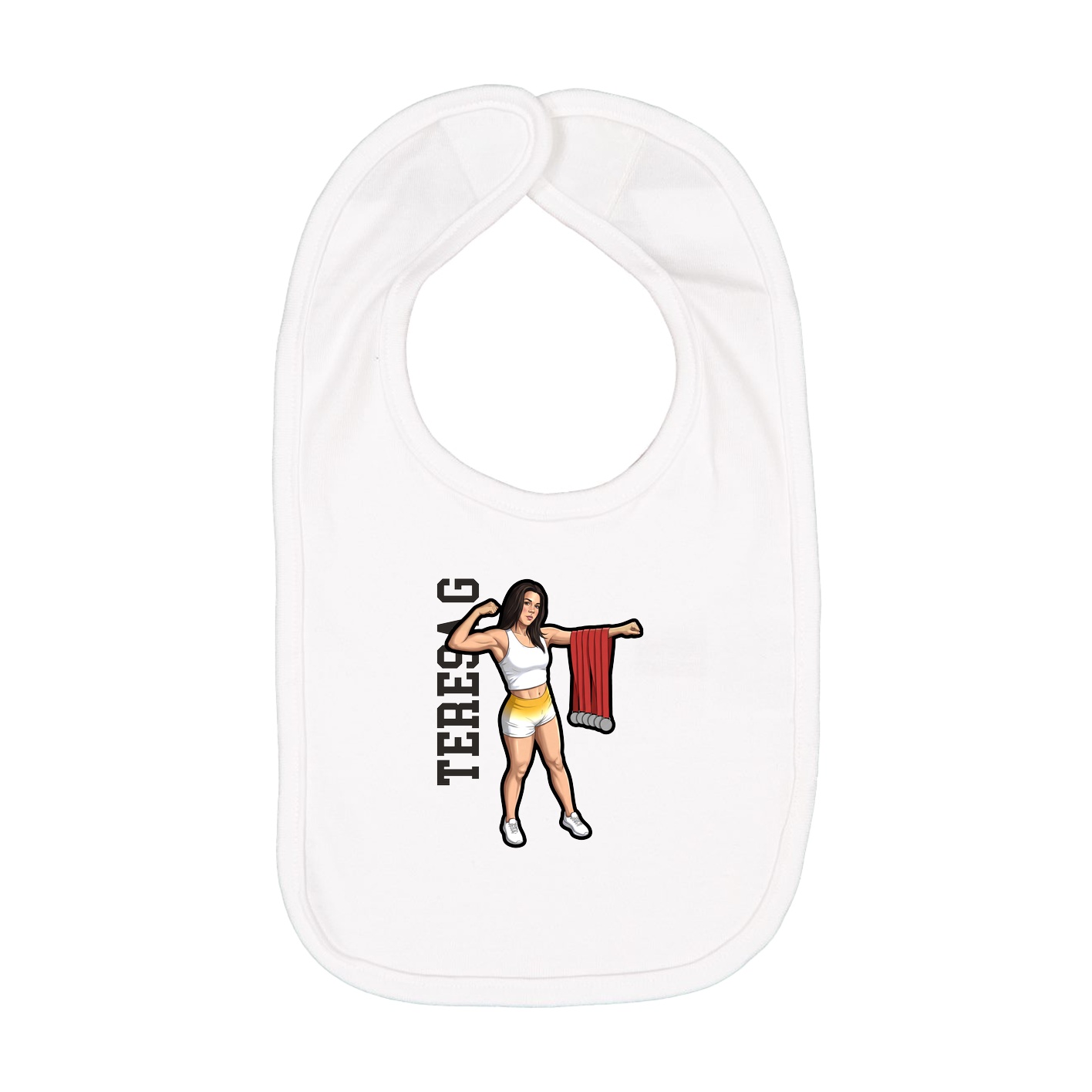 Infant Bib — Name Vertical in White