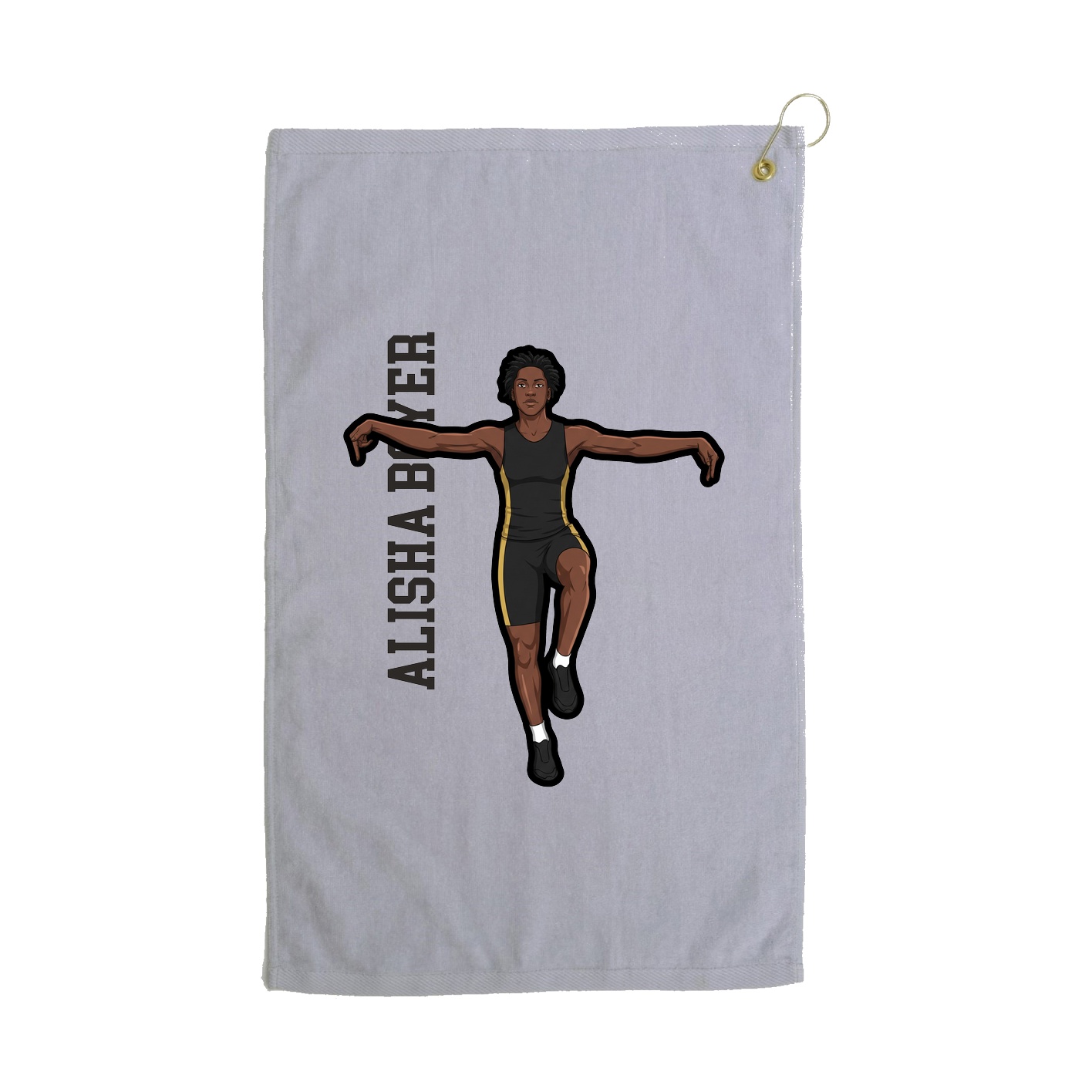 Golf Towel — Name Vertical in Grey