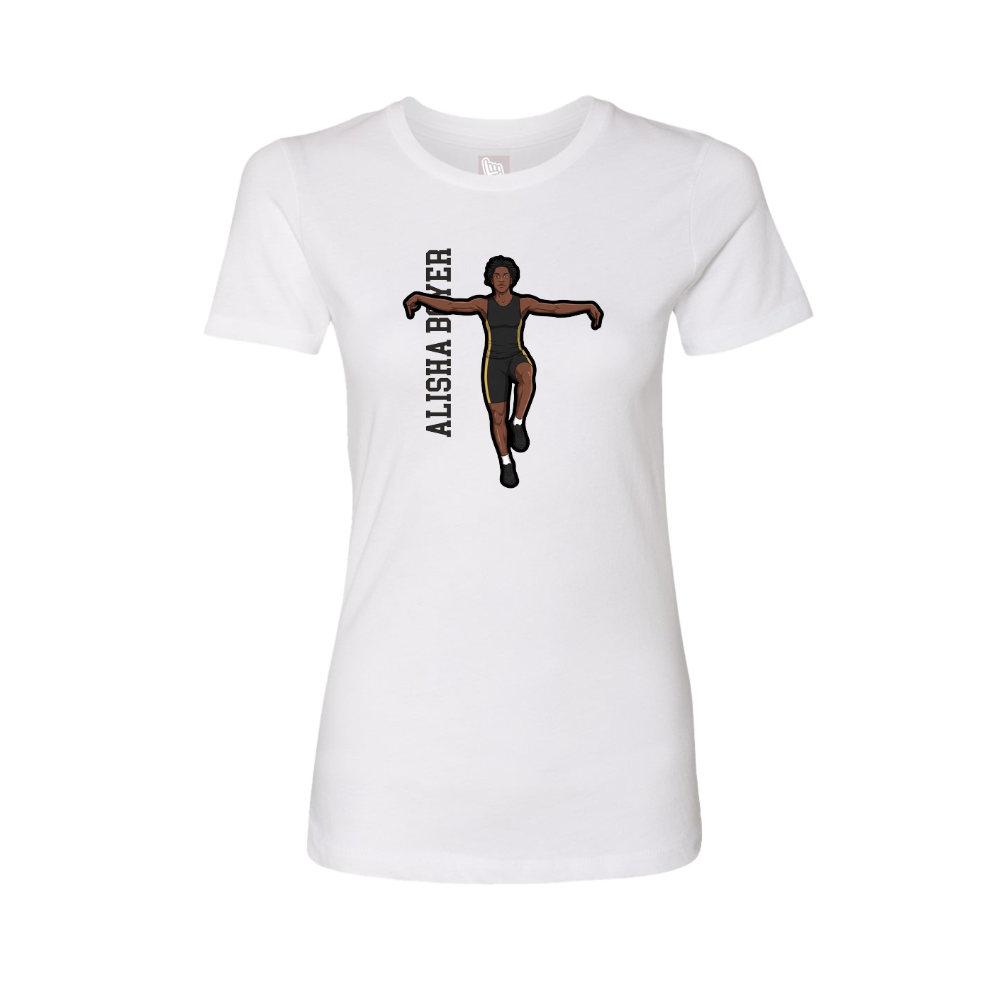 Fitted Women's Tee — Name Vertical in White