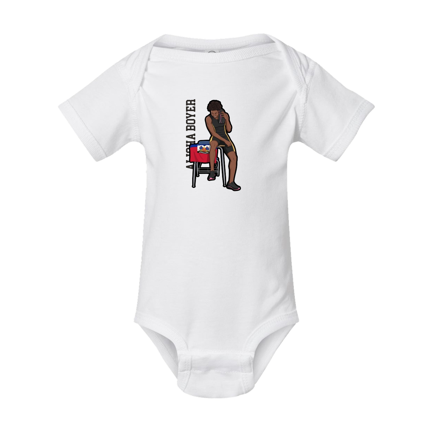 Baby Onesie — Name Vertical in White