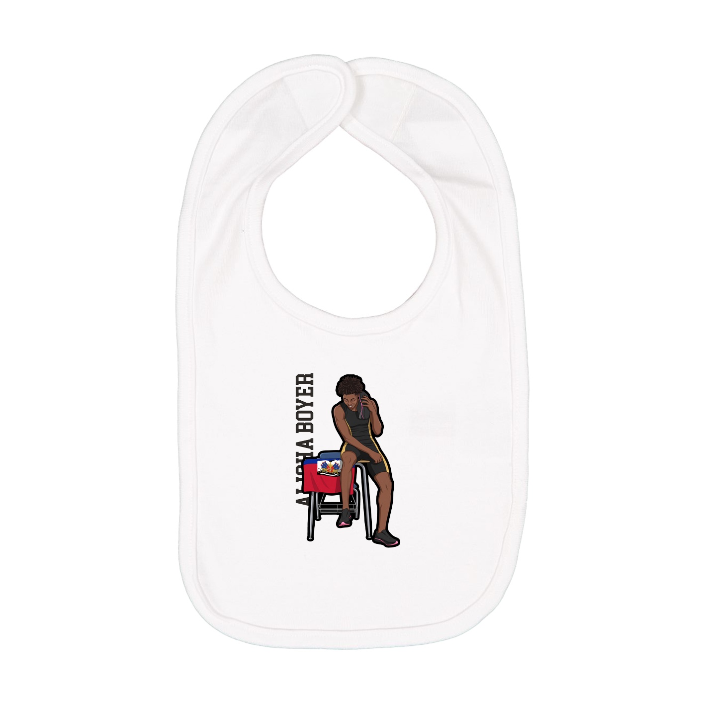 Infant Bib — Name Vertical in White