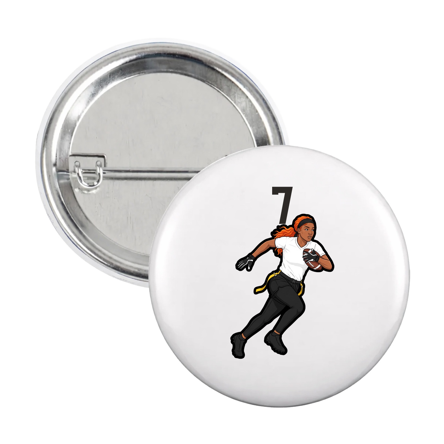 Game Day Button — Number Top in White
