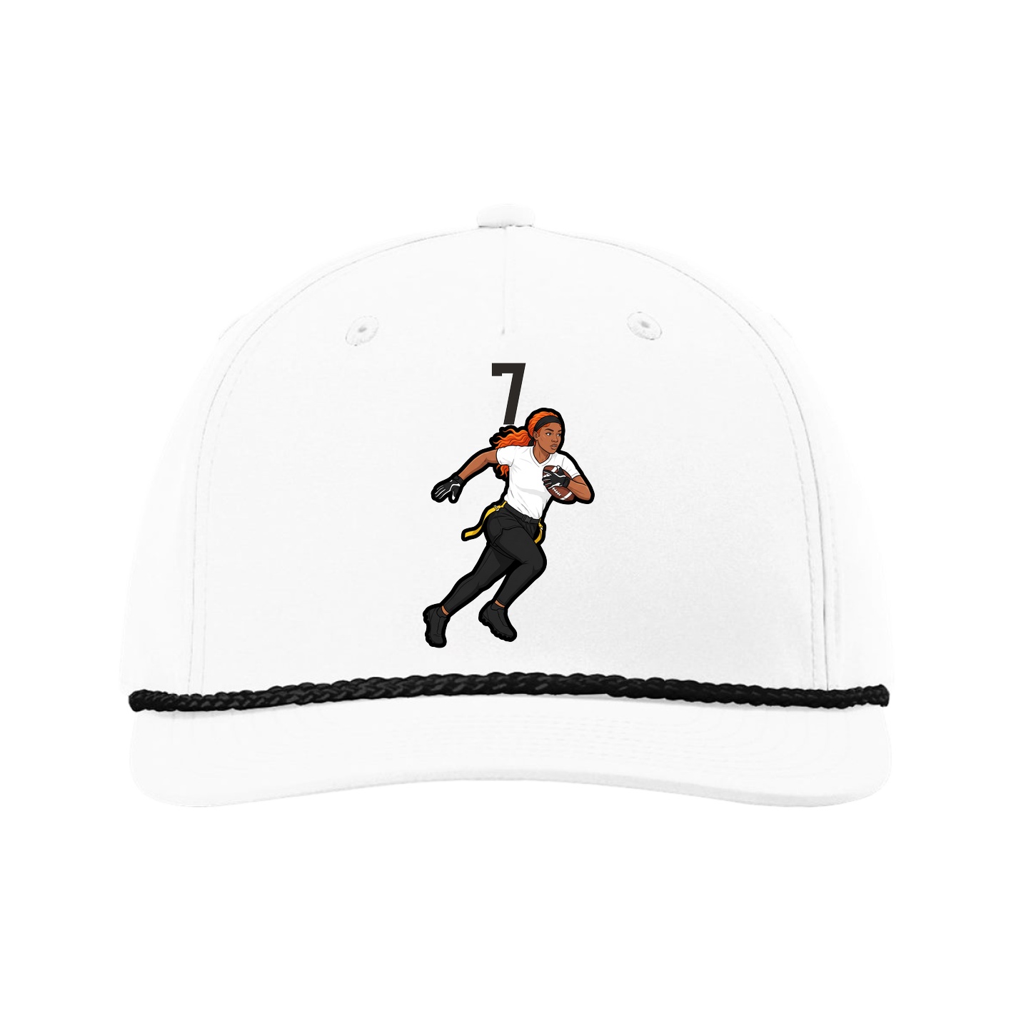Five-Panel Classic Rope Cap — Number Top in White