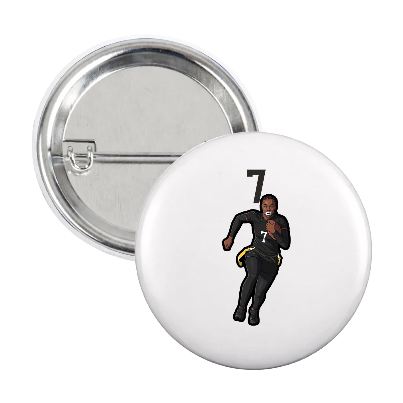 Game Day Button — Number Top in White