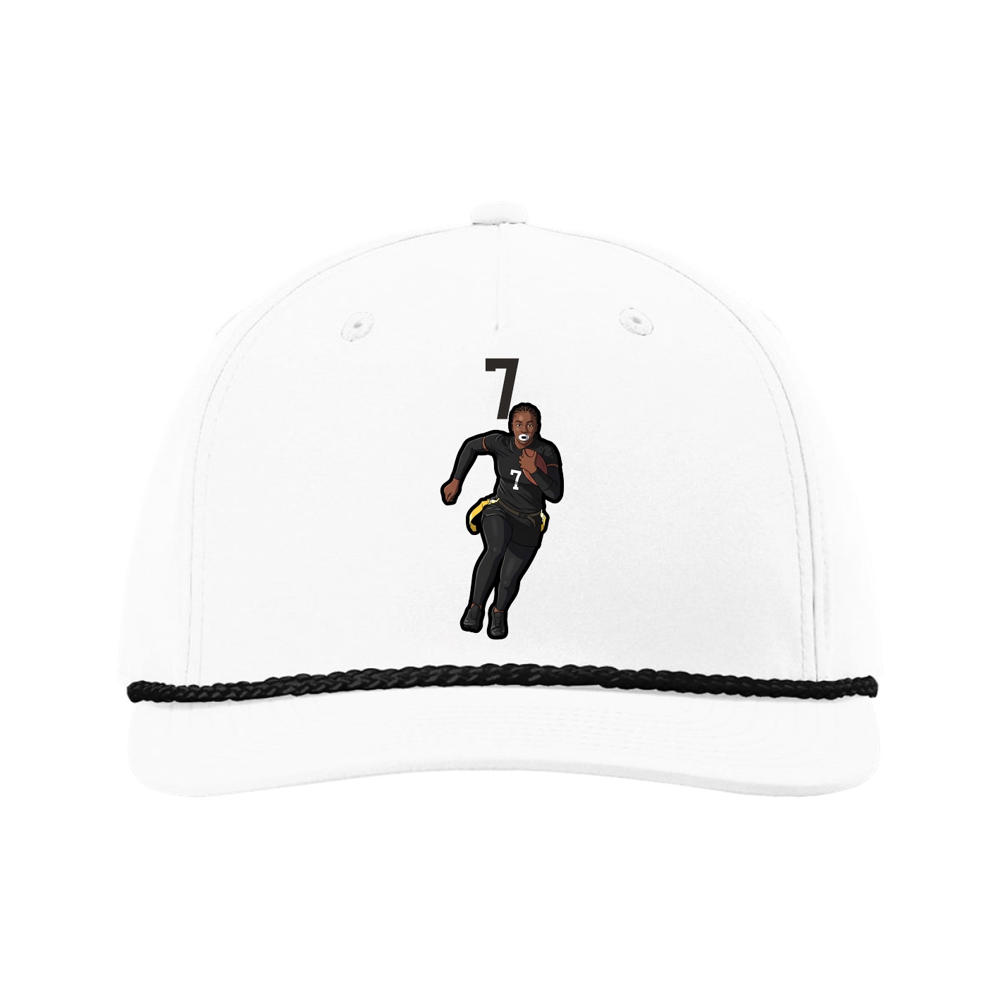 Five-Panel Classic Rope Cap — Number Top in White