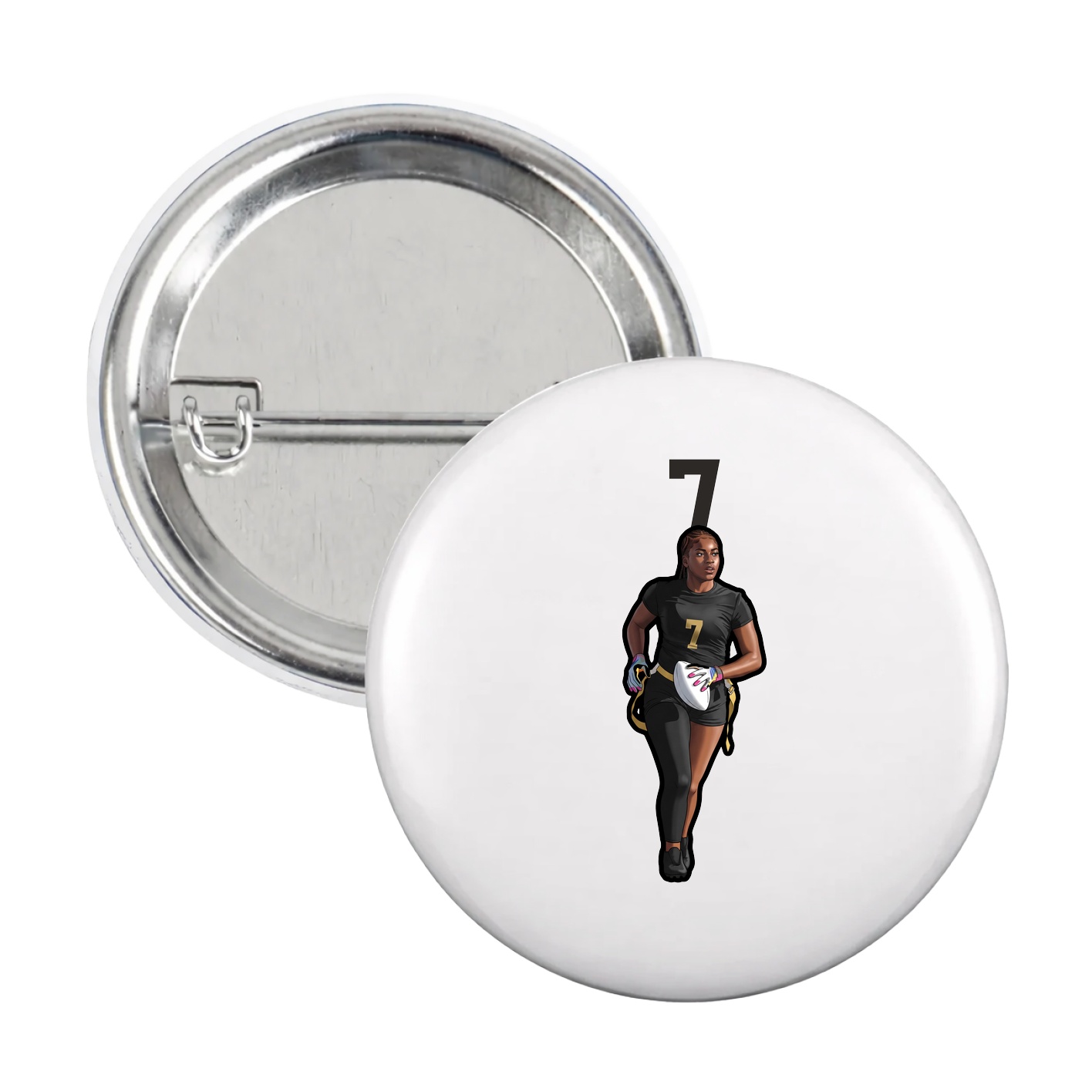 Game Day Button — Number Top in White