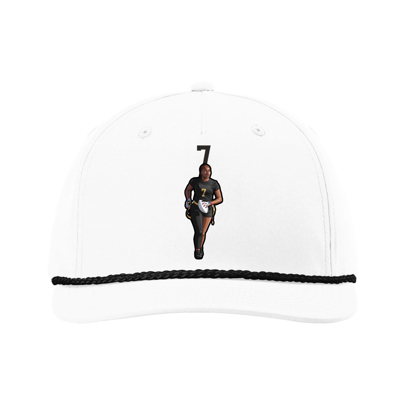 Five-Panel Classic Rope Cap — Number Top in White