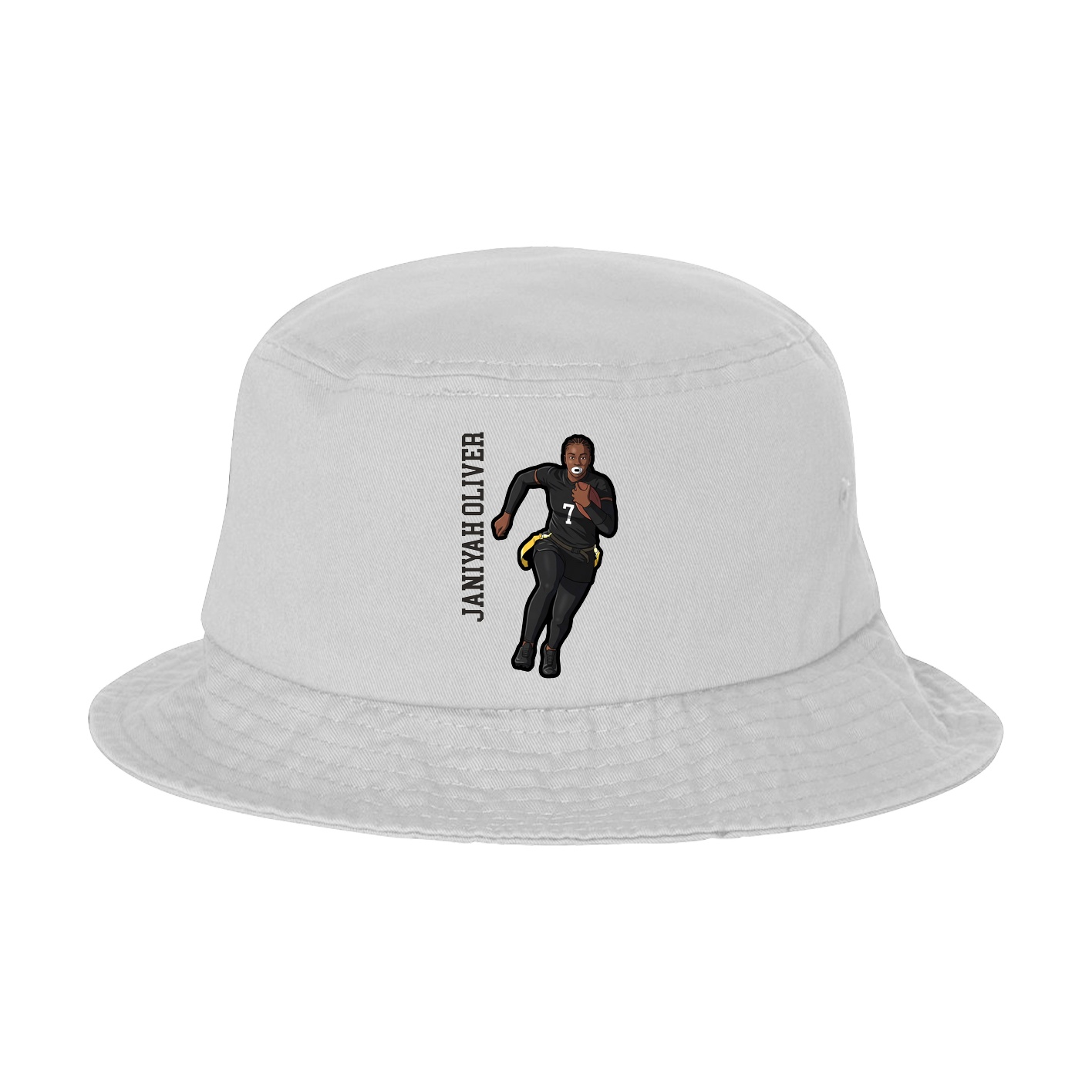 Bucket Cap — Name Vertical in White