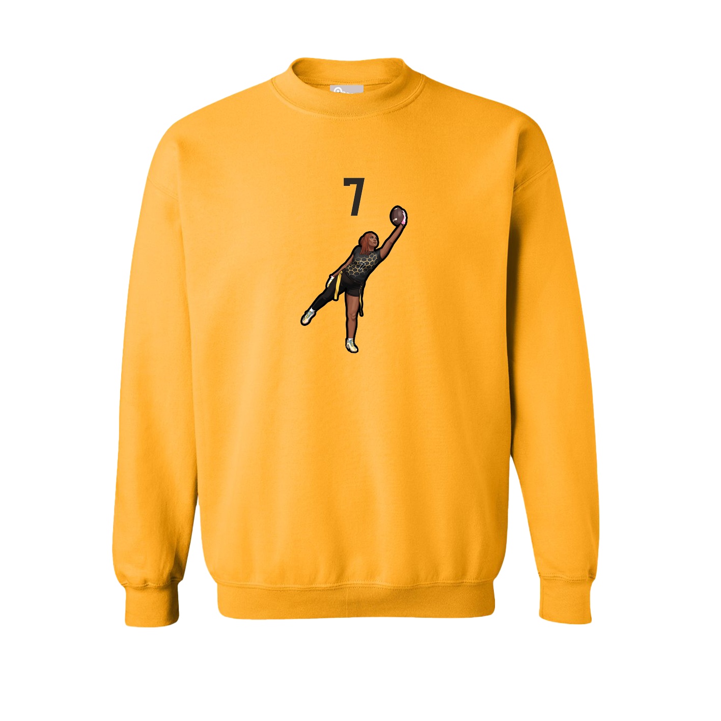 Fleece Crew — Number Top in Gold