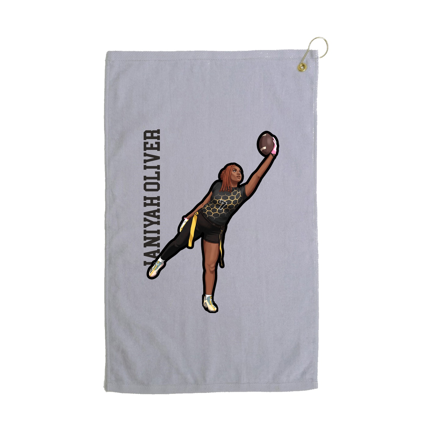 Golf Towel — Name Vertical in Grey